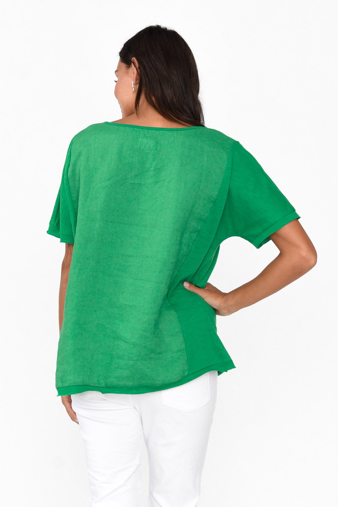 Ishana Green Linen Cotton Top