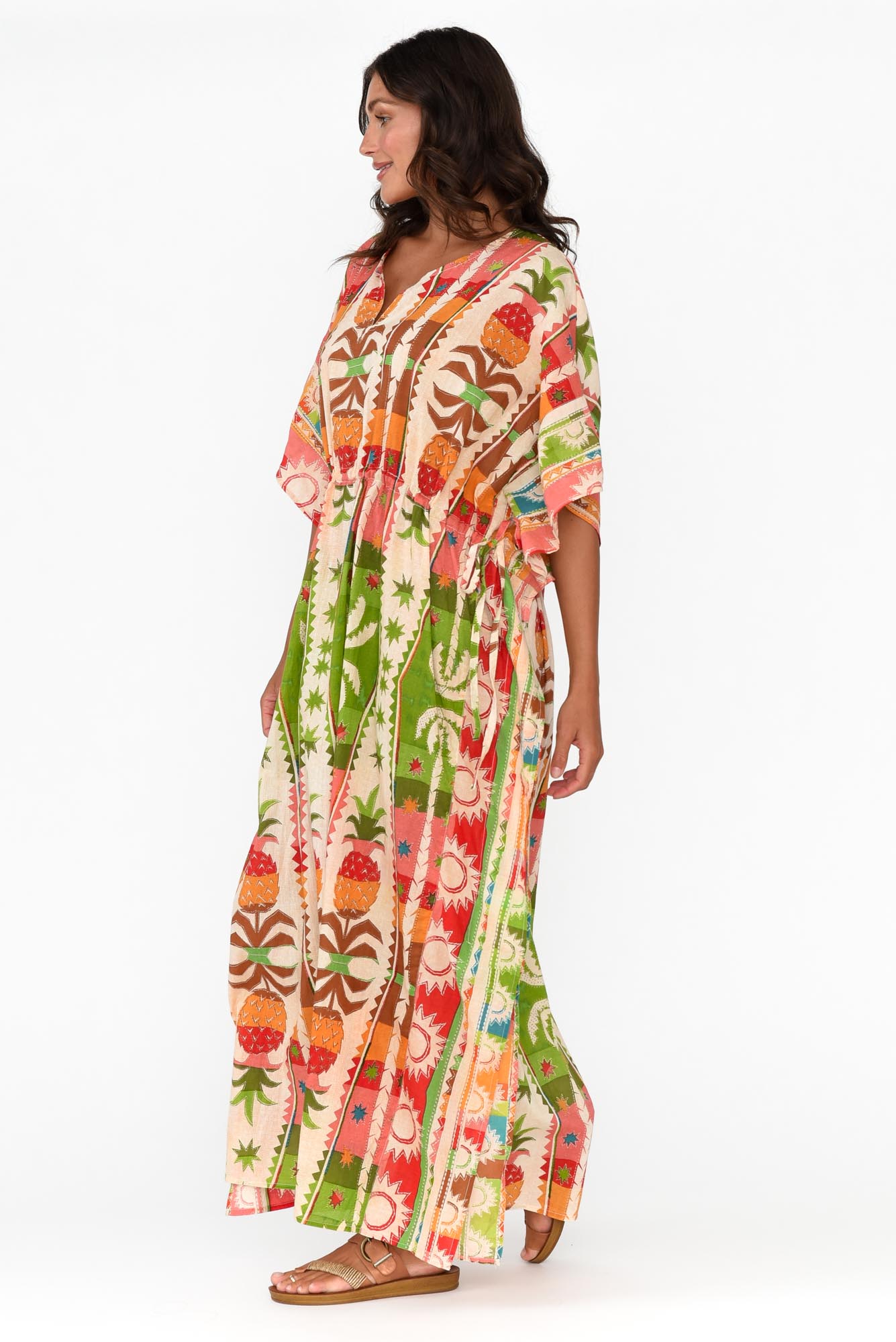 Chico Tropical Cotton Drawstring Kaftan