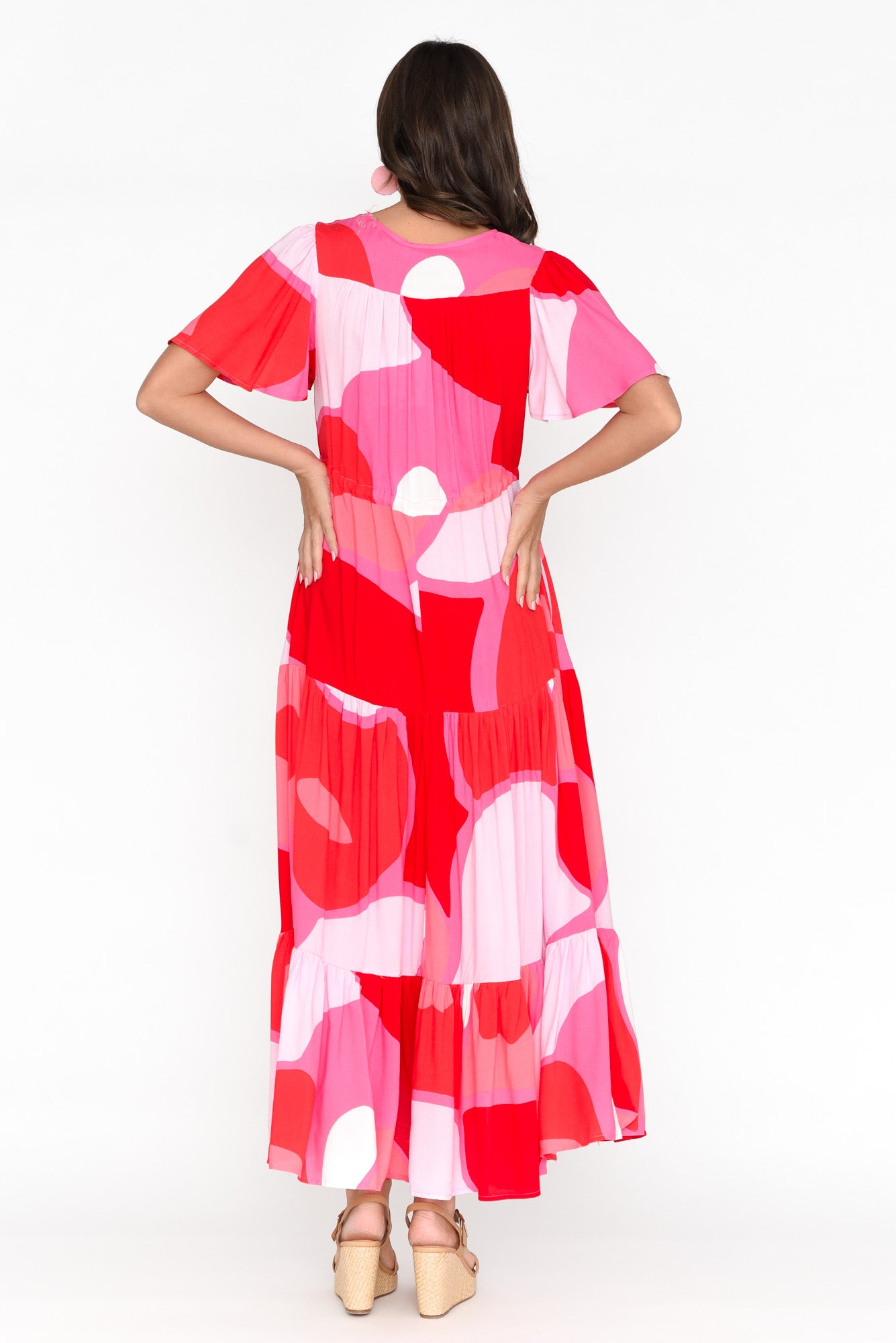 Cooper Red Abstract Tier Dress