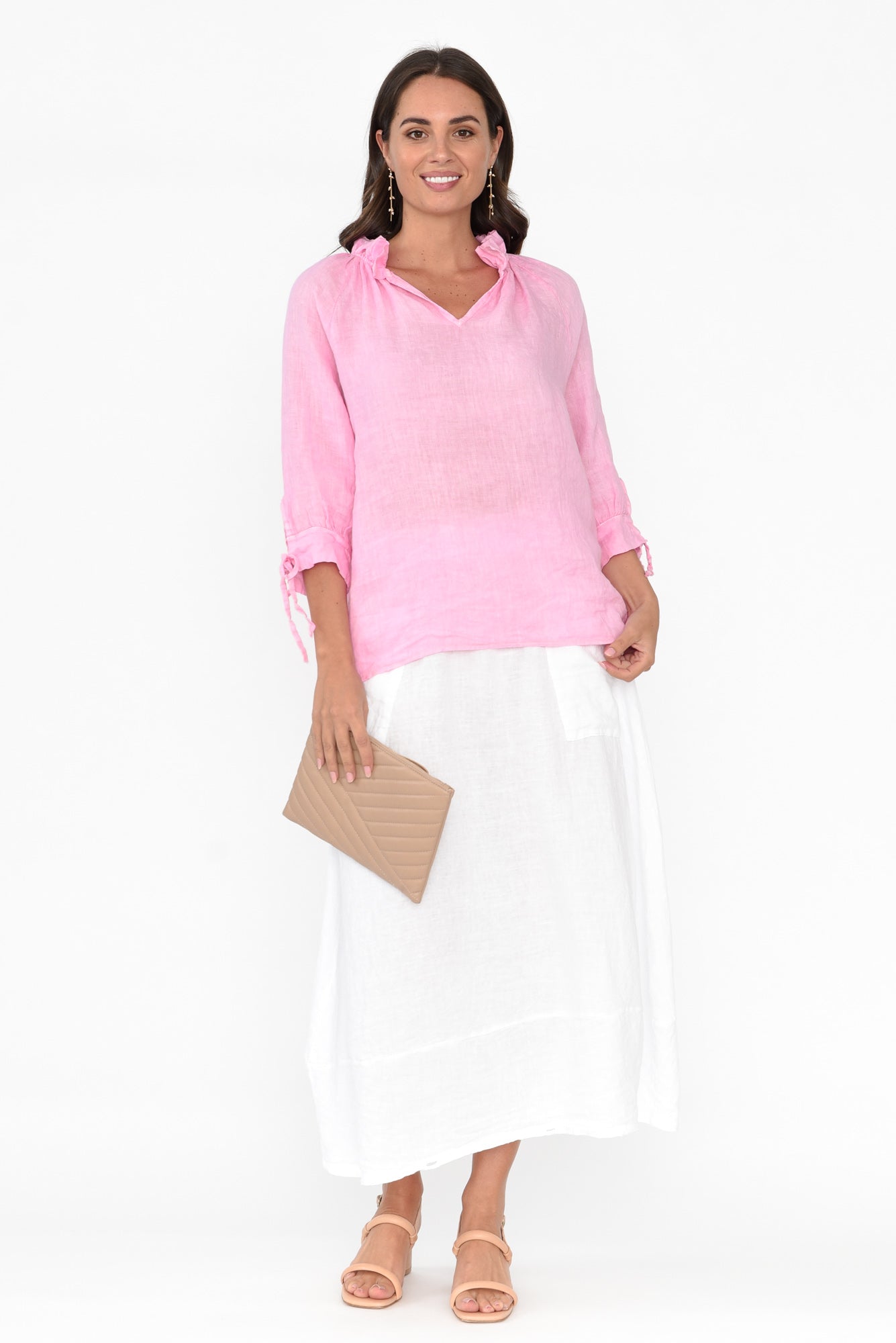 Lisette White Linen Pocket Skirt