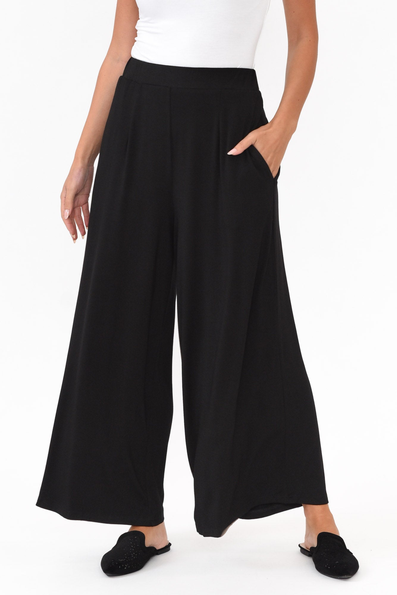 Lowen Black Modal Wide Leg Pant