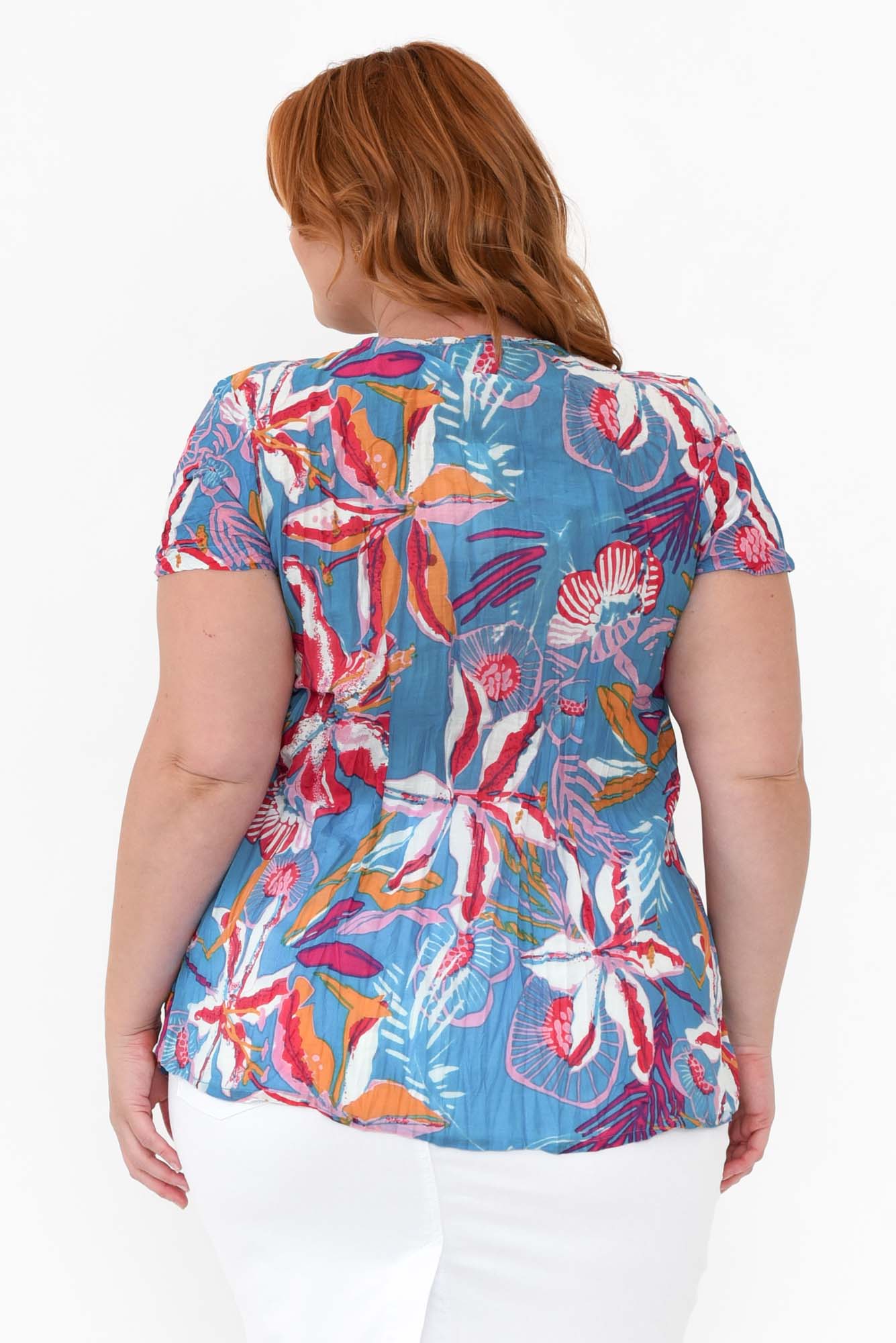 Fia Blue Tropical Cotton Top
