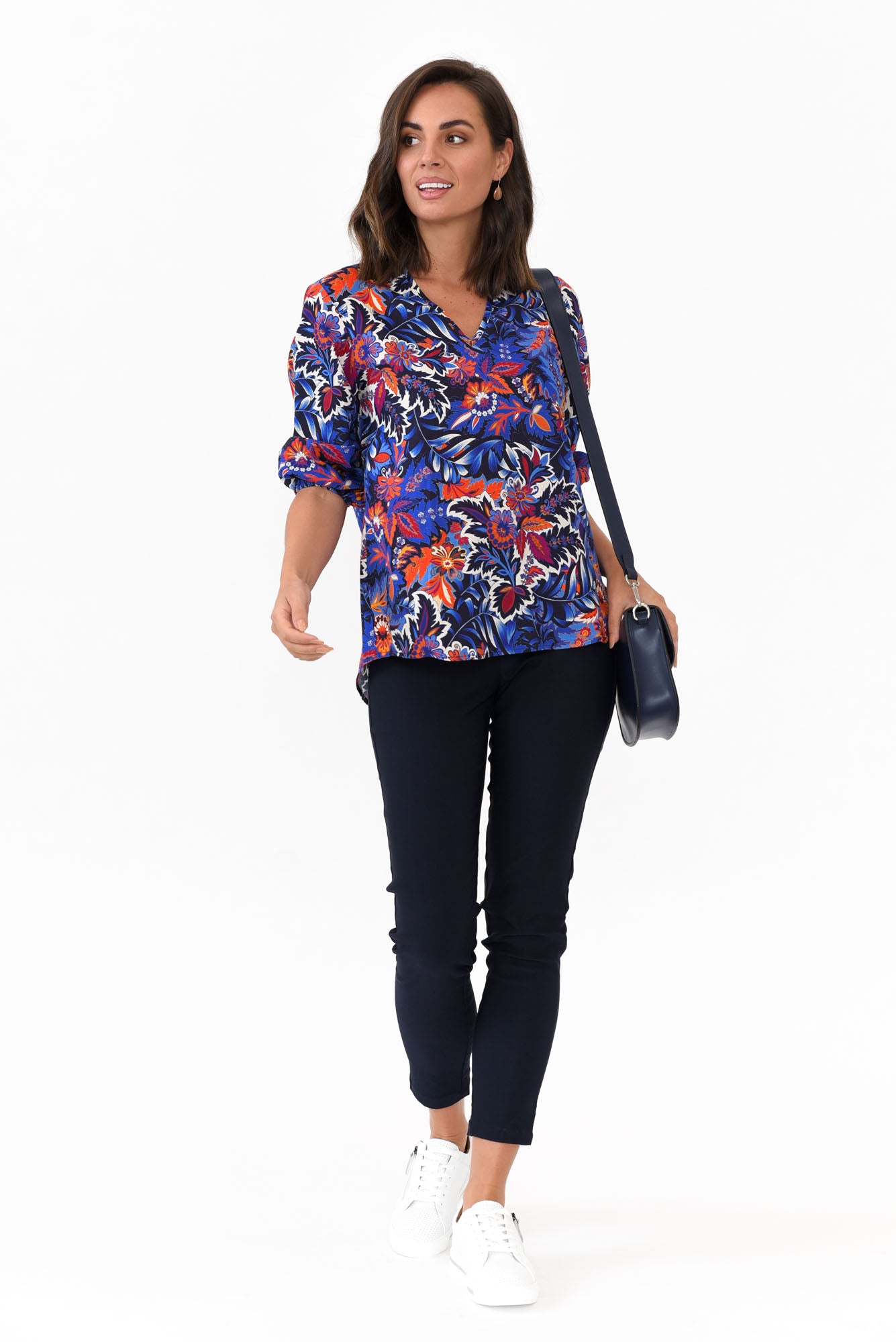 Kimmie Blue Floral Linen Top