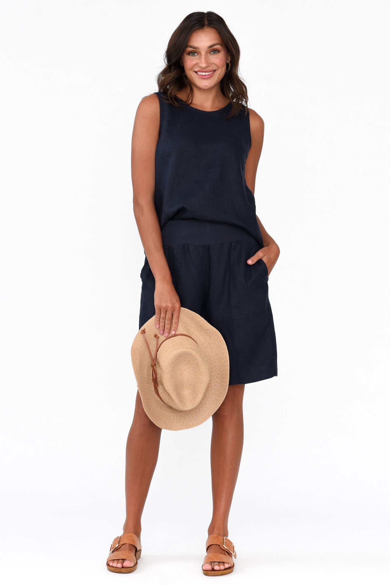 Aster Navy Linen Short