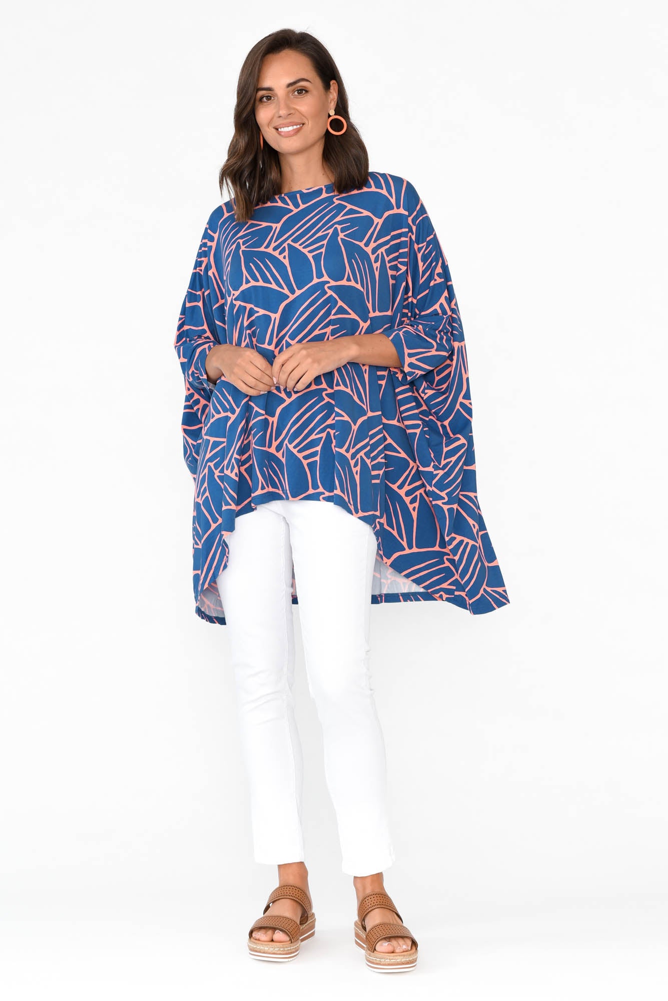 Simplicity Blue Leaf Bamboo Drape Top