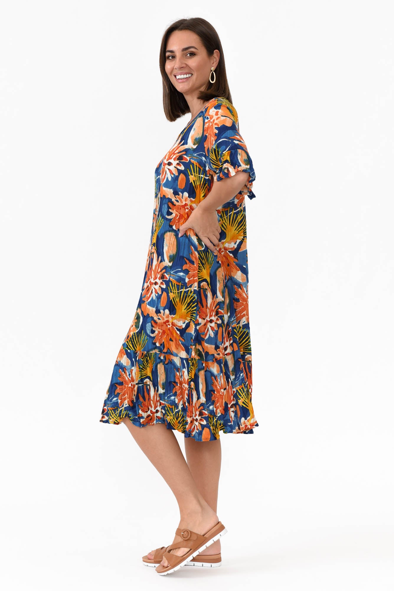 Calla Orange Garden Crinkle Dress