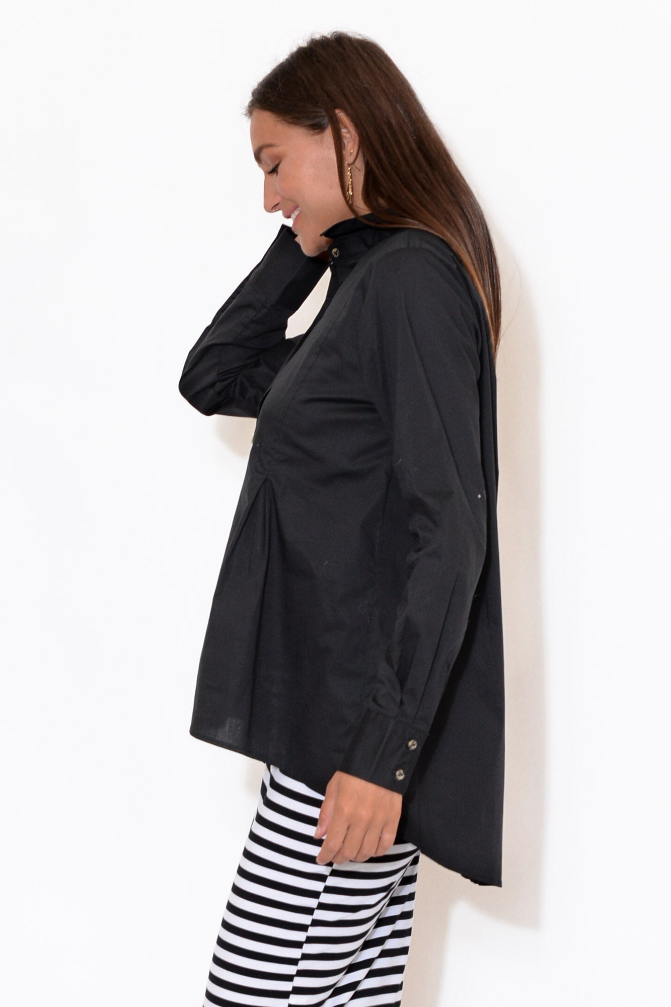 Rose Black Cotton Poplin Shirt