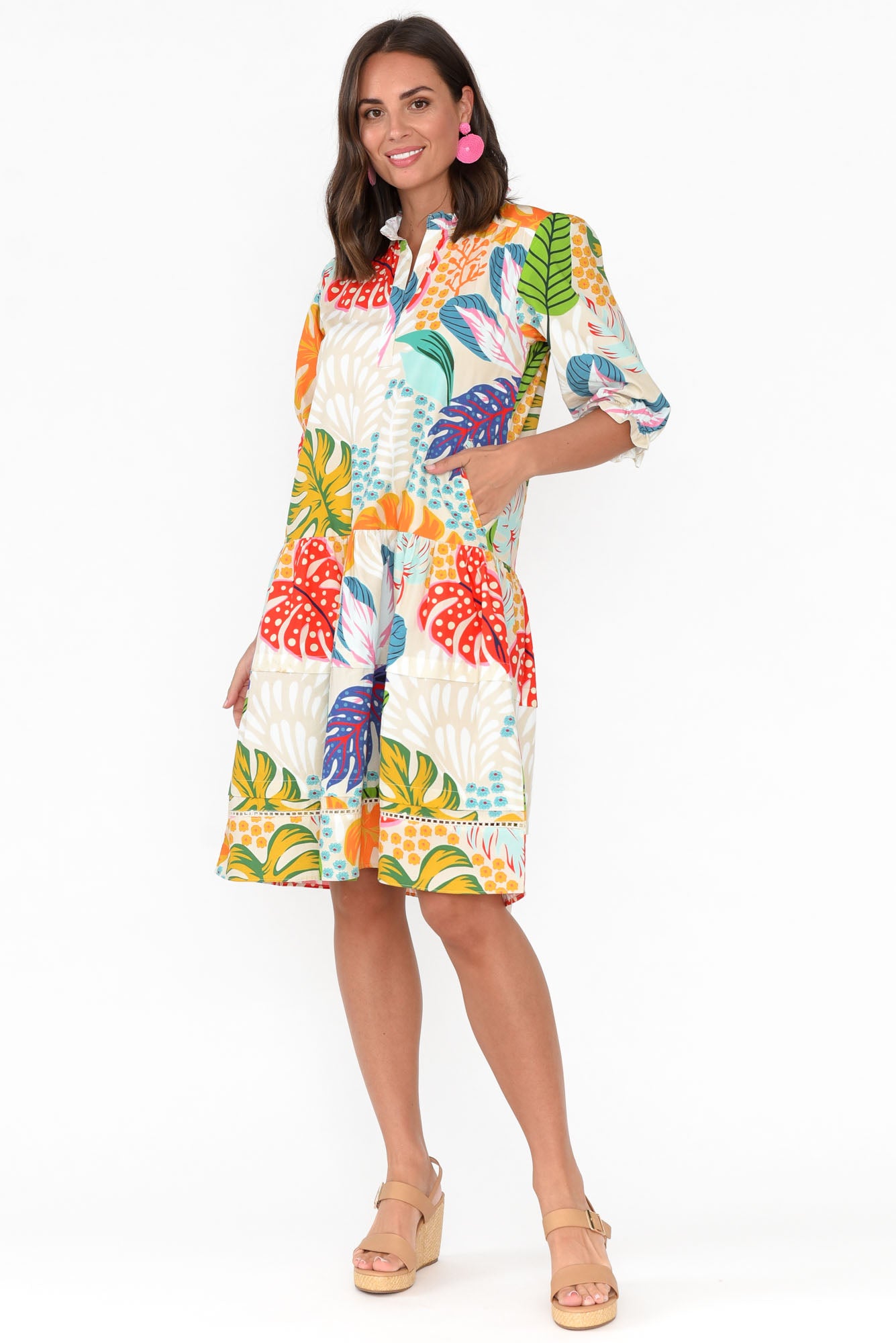 Hayes Vanilla Forest Cotton Poplin Dress