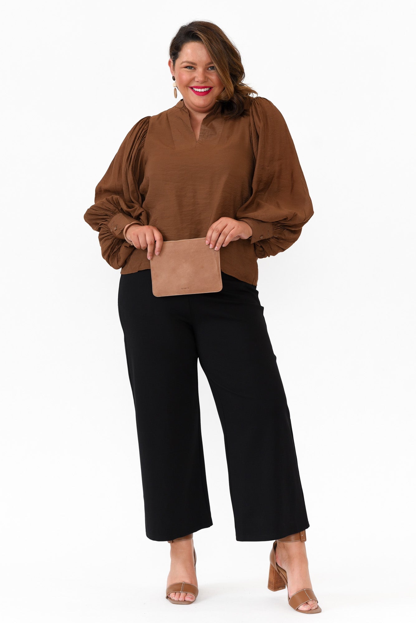 Kane Chocolate Cotton Blend Top