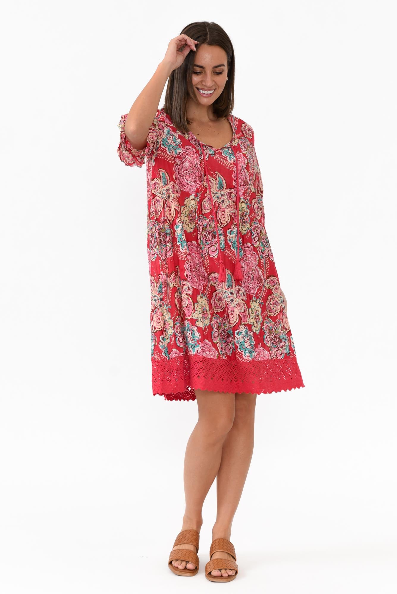 Cayman Coral Paisley Cotton Tunic Dress