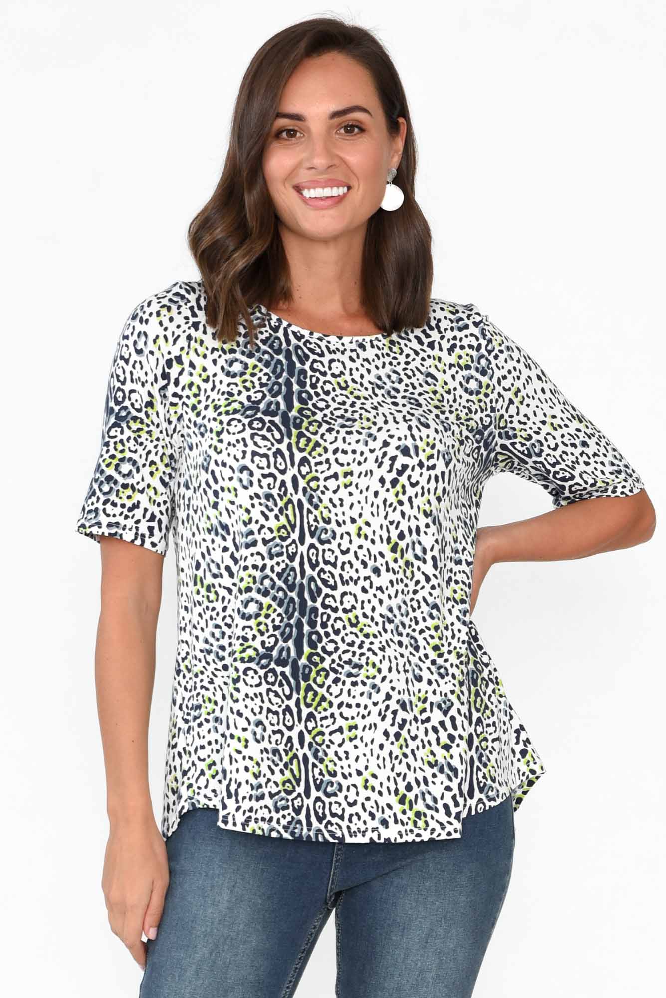 Blue Jaguar Half Sleeve Micro Modal Top