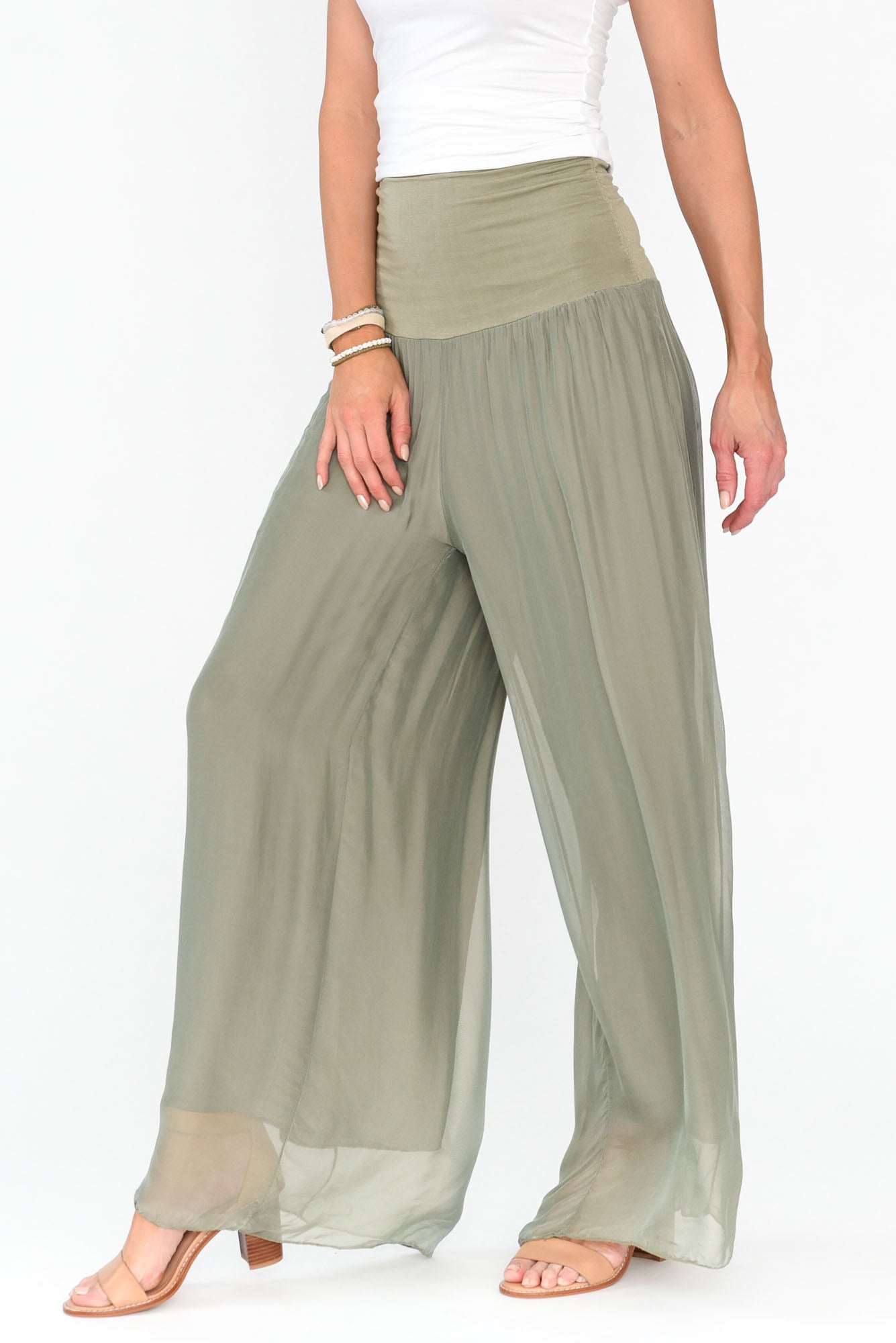 Vernon Sage Silk Wide Leg Pant