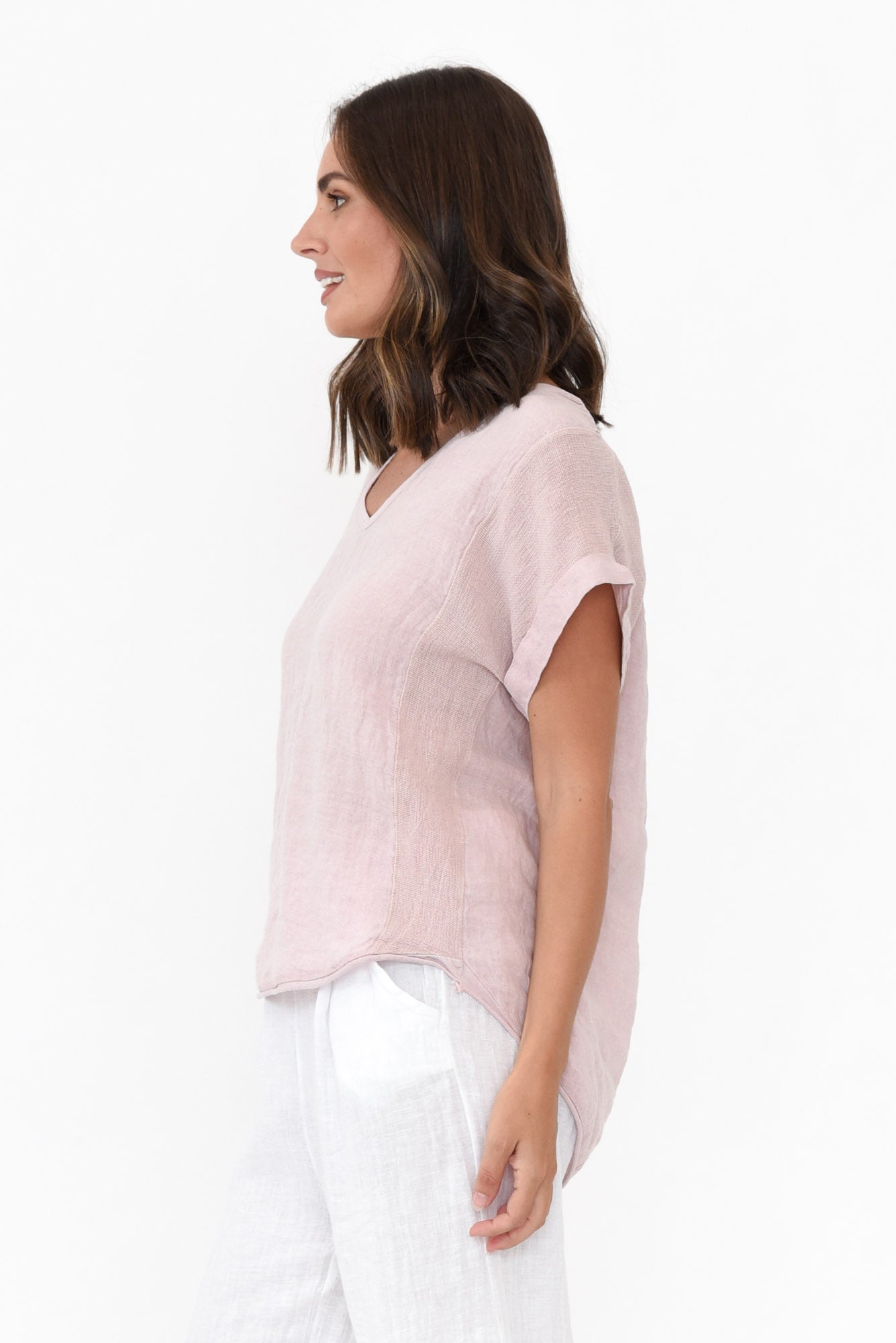 Dorian Pink Linen Cotton Top