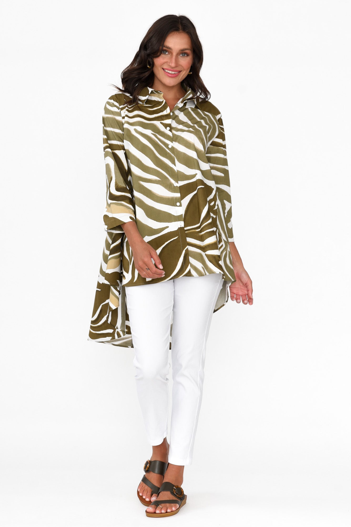 Kinley Green Swirl Cotton Tunic
