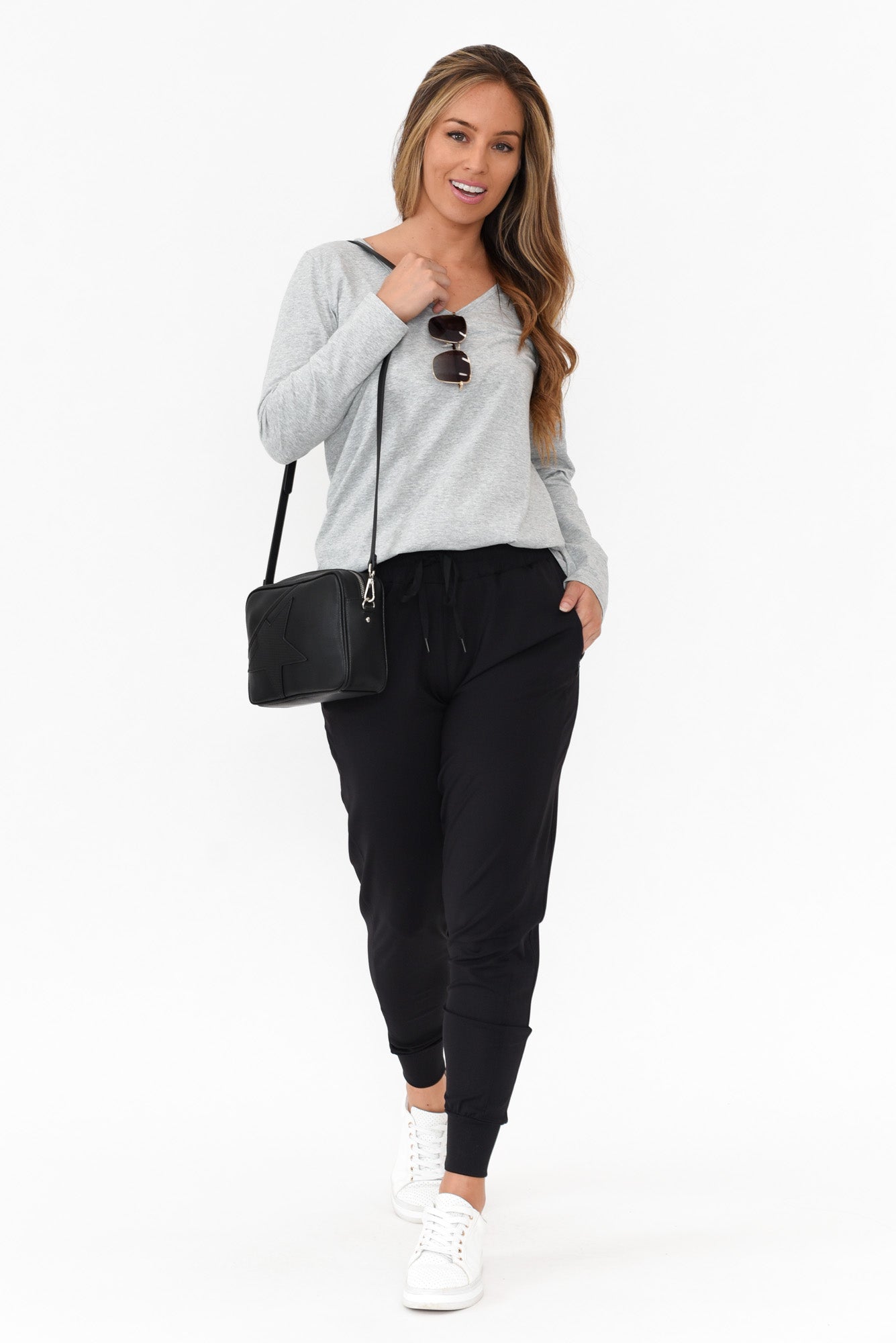 Archer Grey Cotton Long Sleeve Top