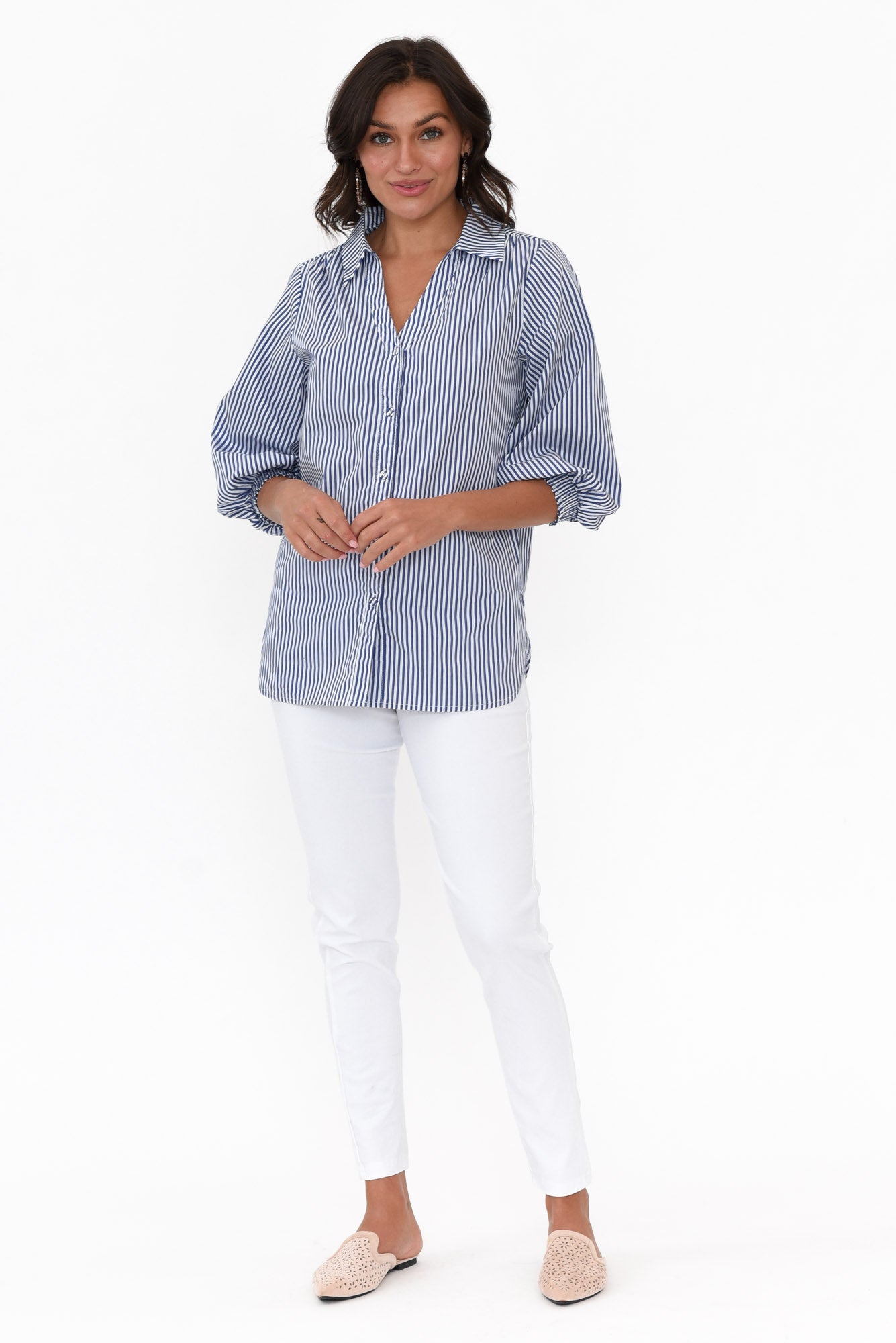 Troy Navy Stripe Cotton Shirt
