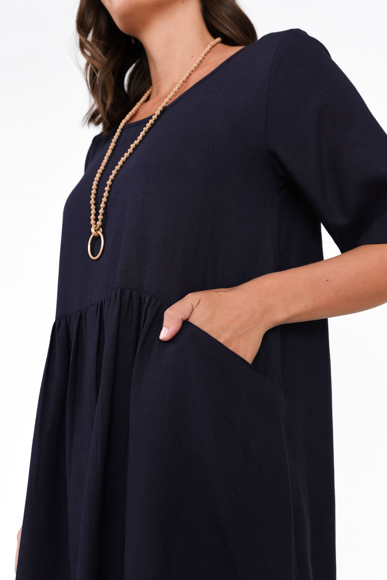 Sloane Navy Cotton Blend Dress