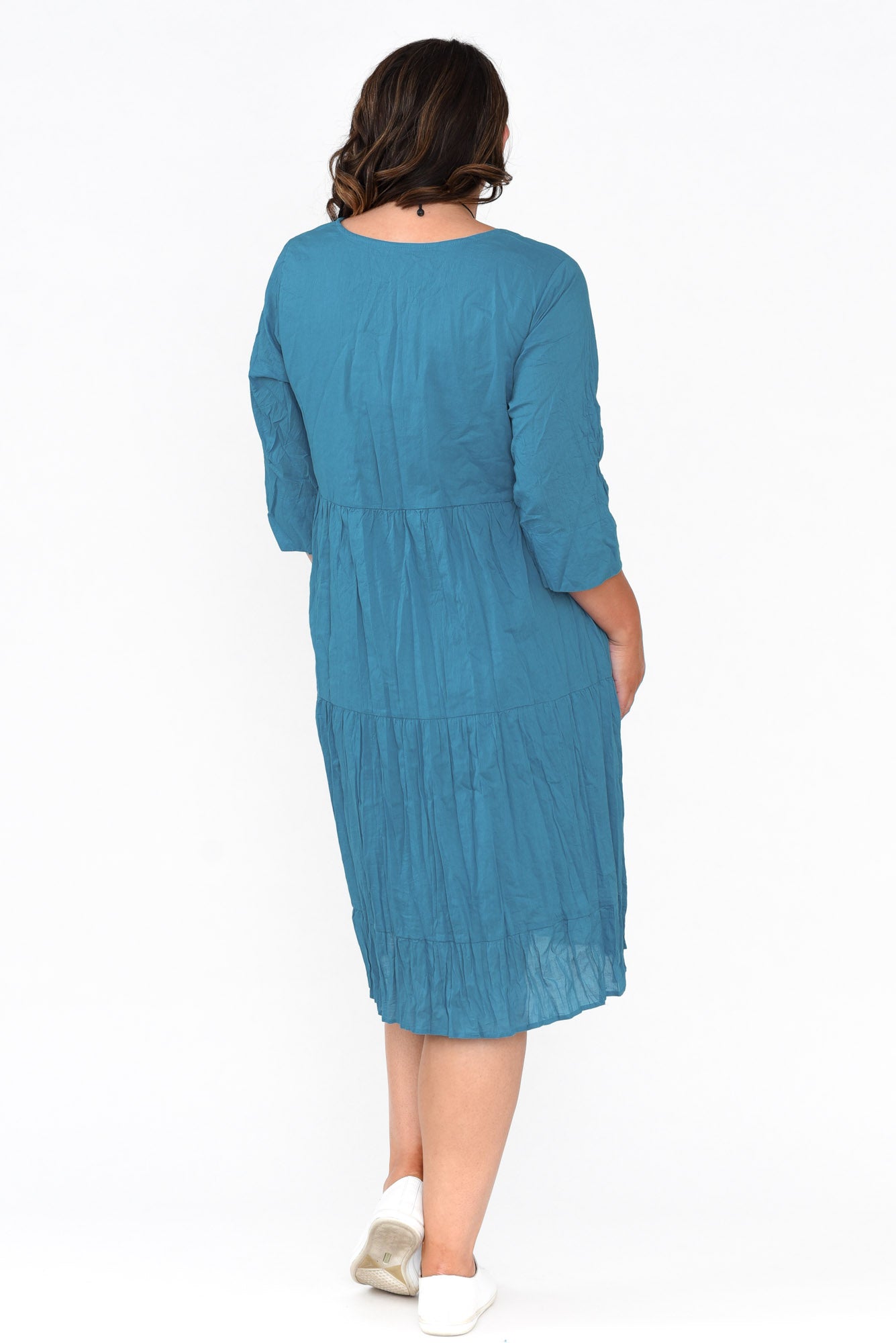 Milana Ocean Crinkle Cotton Dress