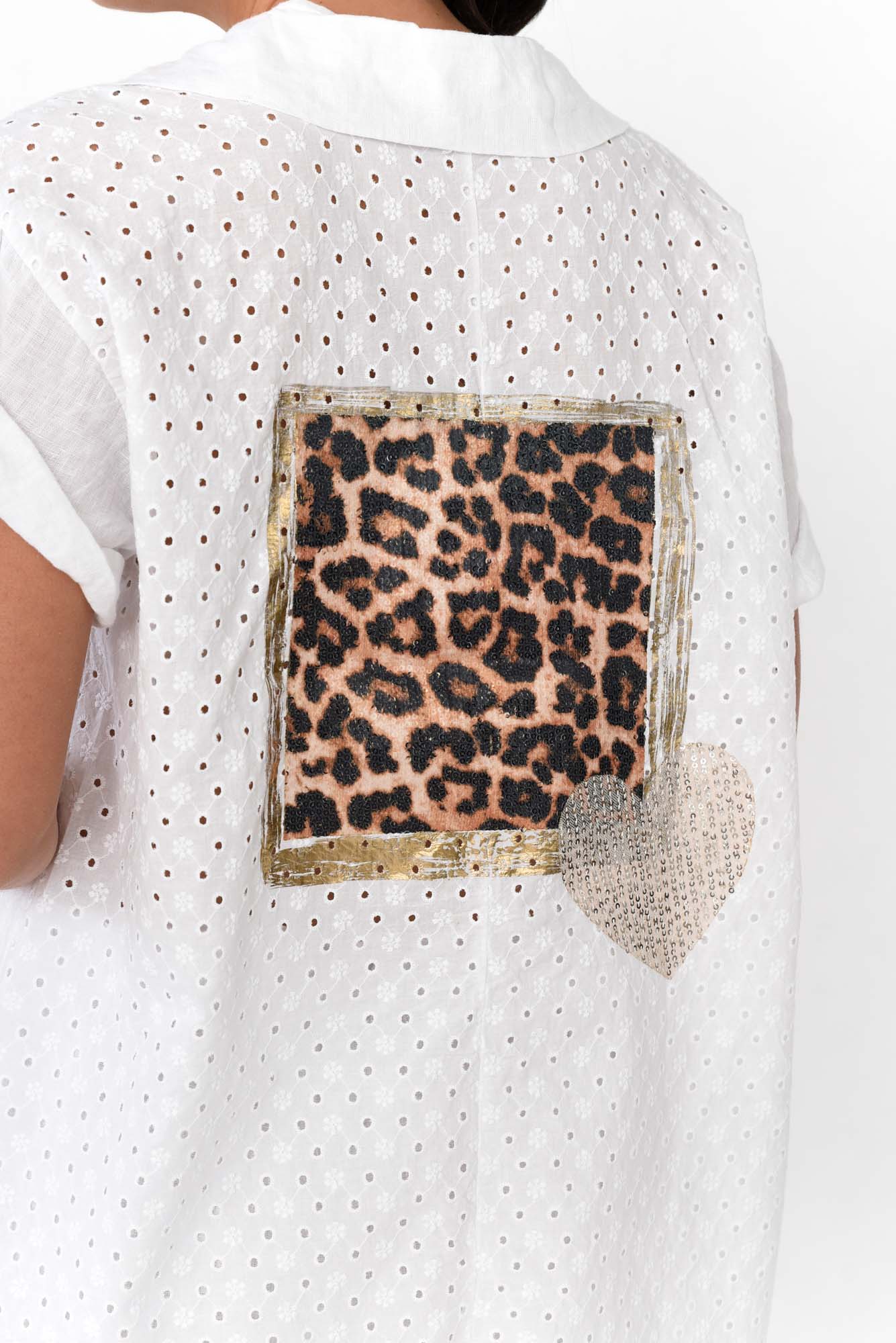Nalda White Leopard Linen Shirt