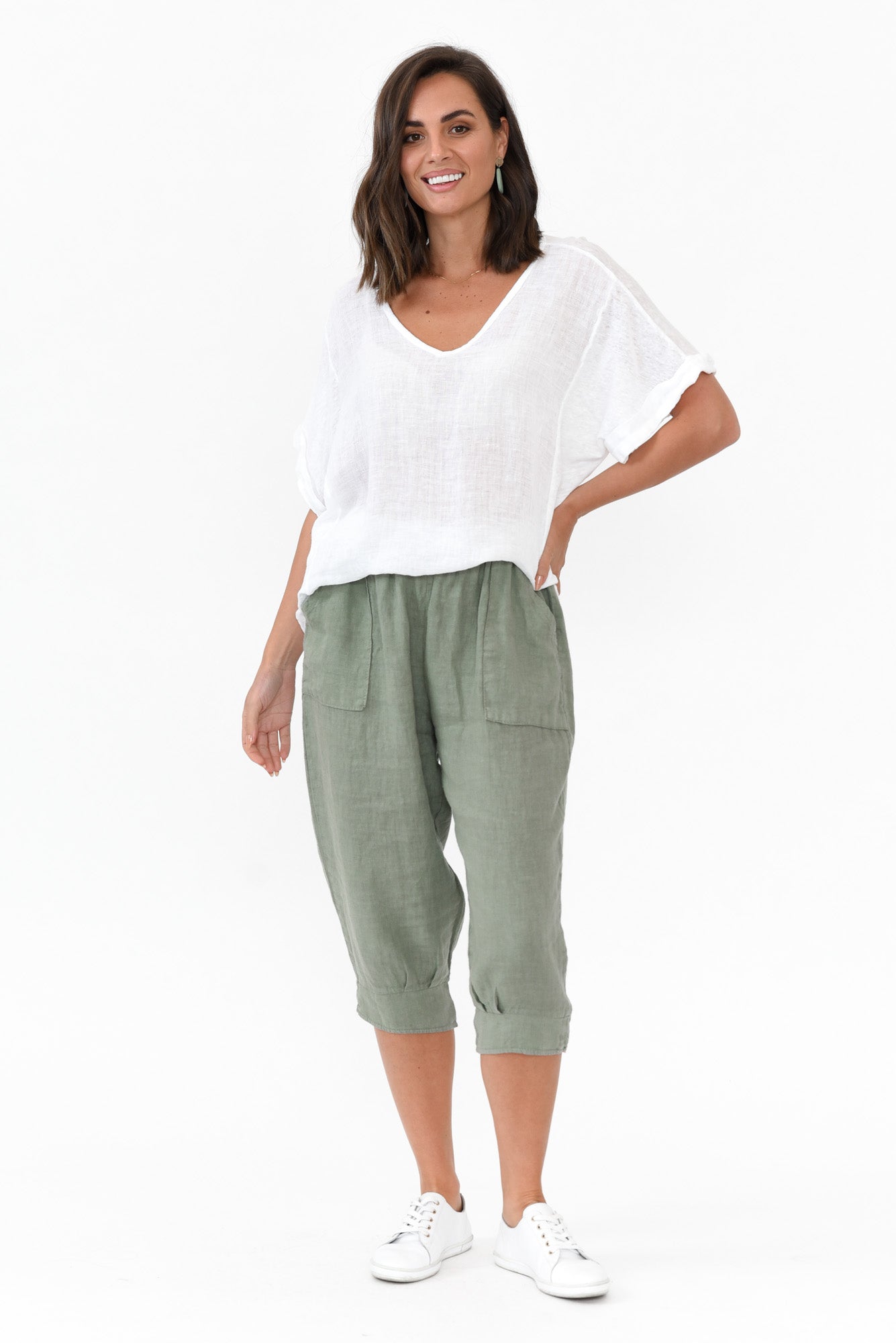 Carmichael Khaki Linen Capri Pant