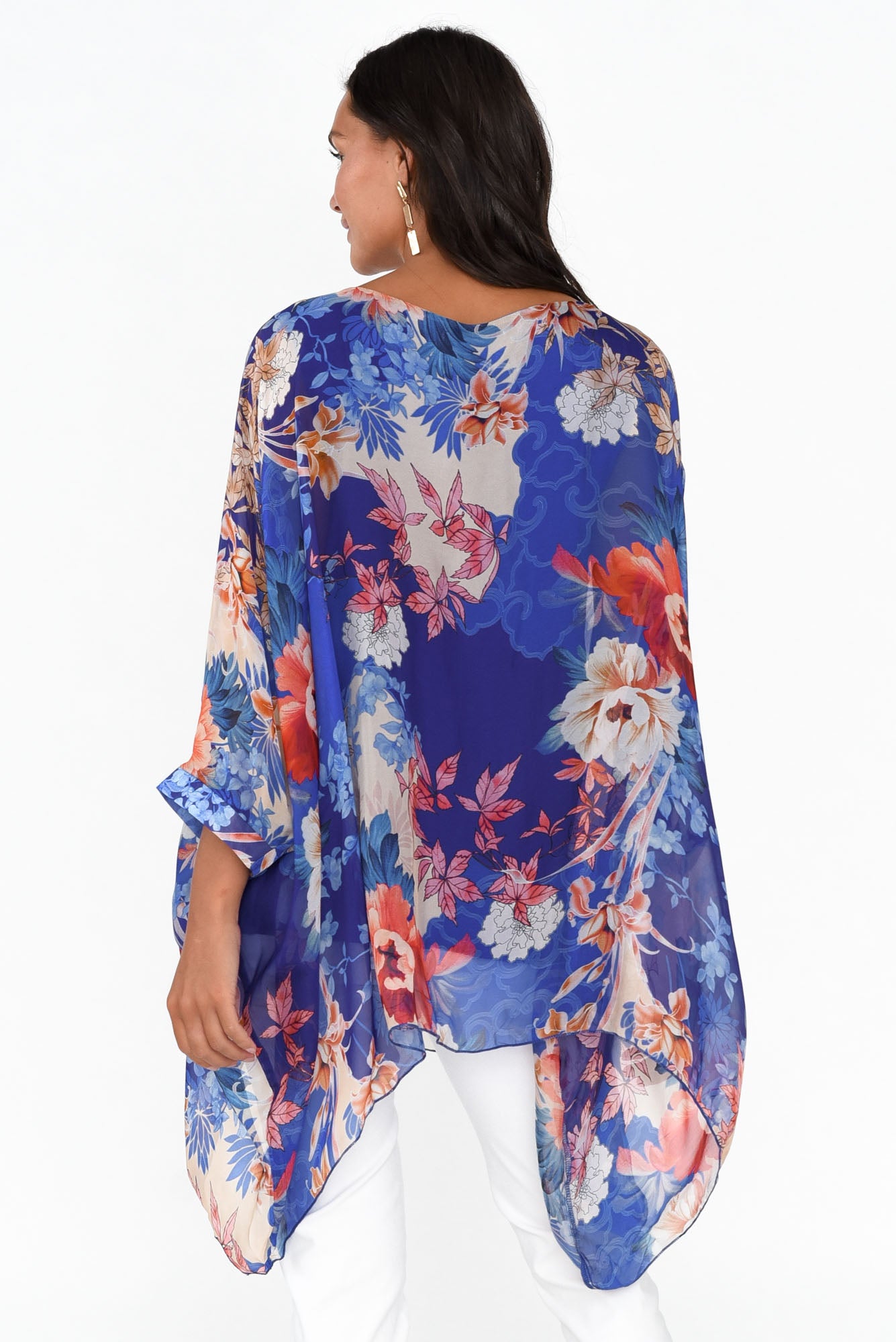 Wisteria Cobalt Floral Silk Layer Top
