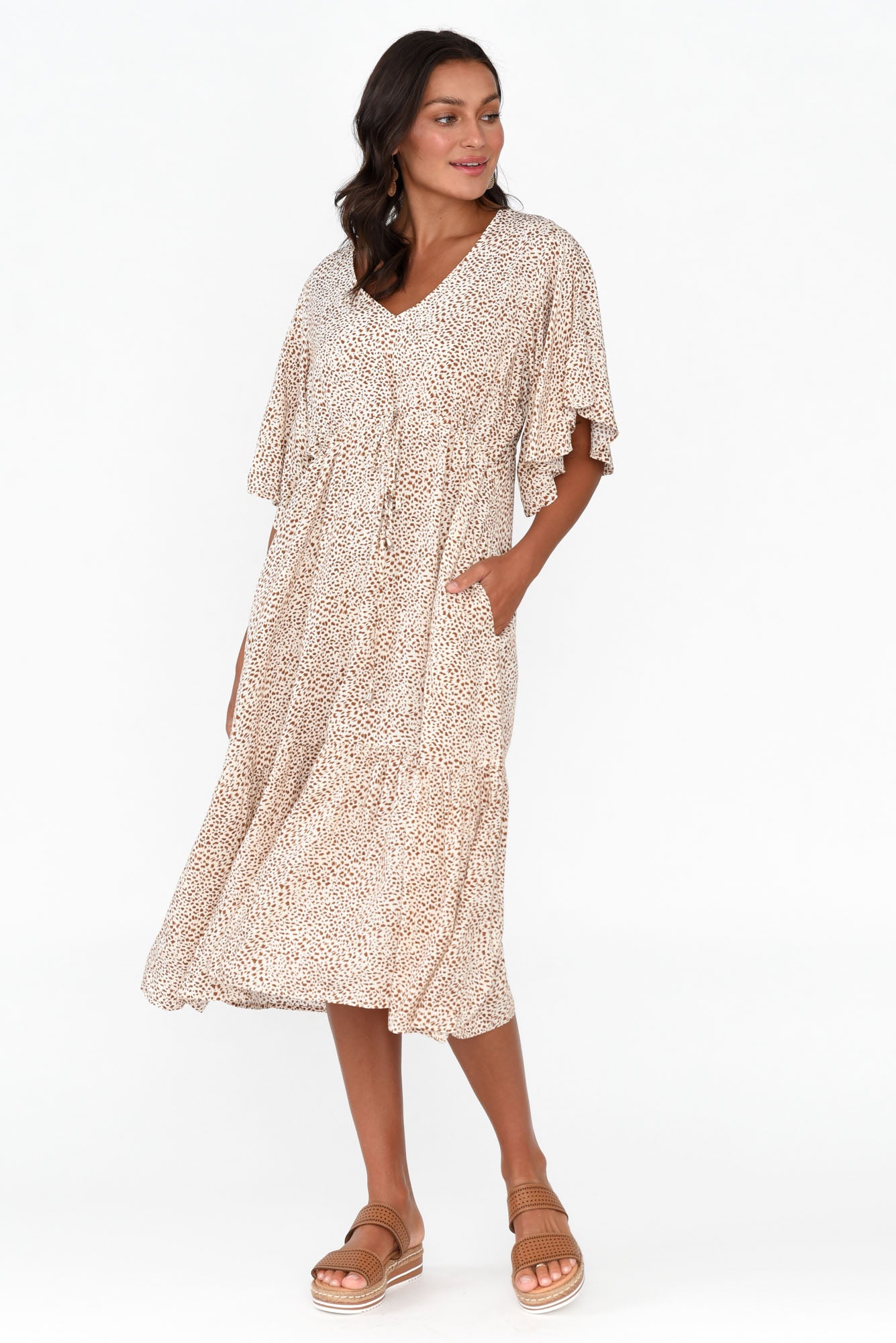 Marianna Brown Animal Pocket Dress