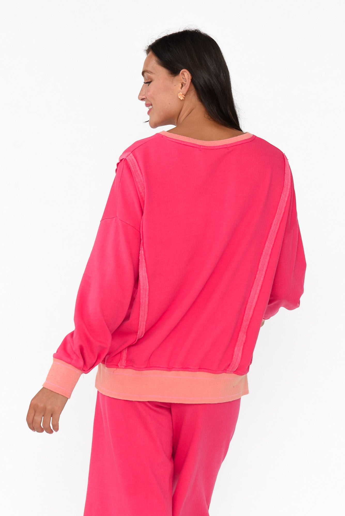 Linnea Hot Pink V Split Jumper