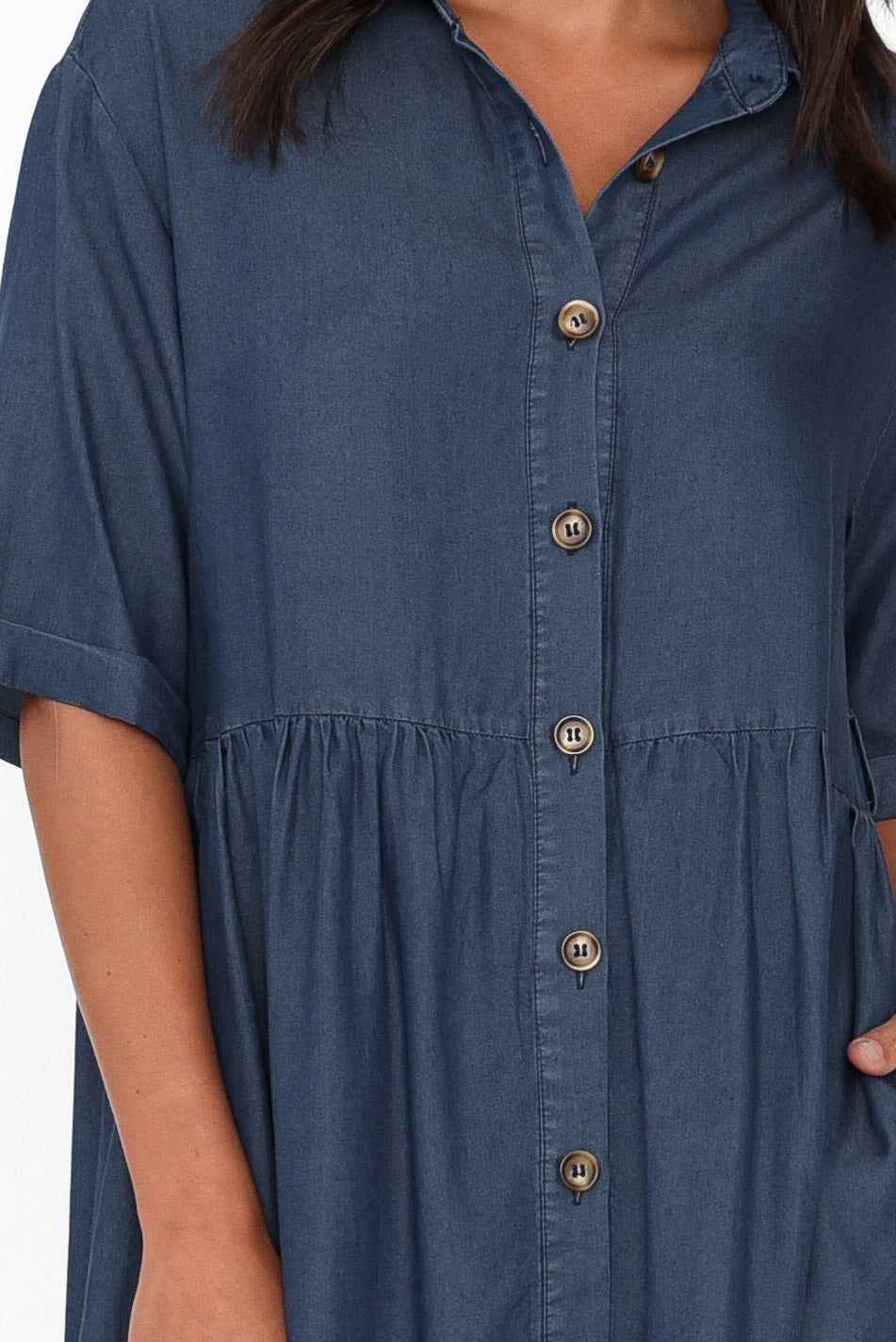 Miley Blue Denim Shirt Dress