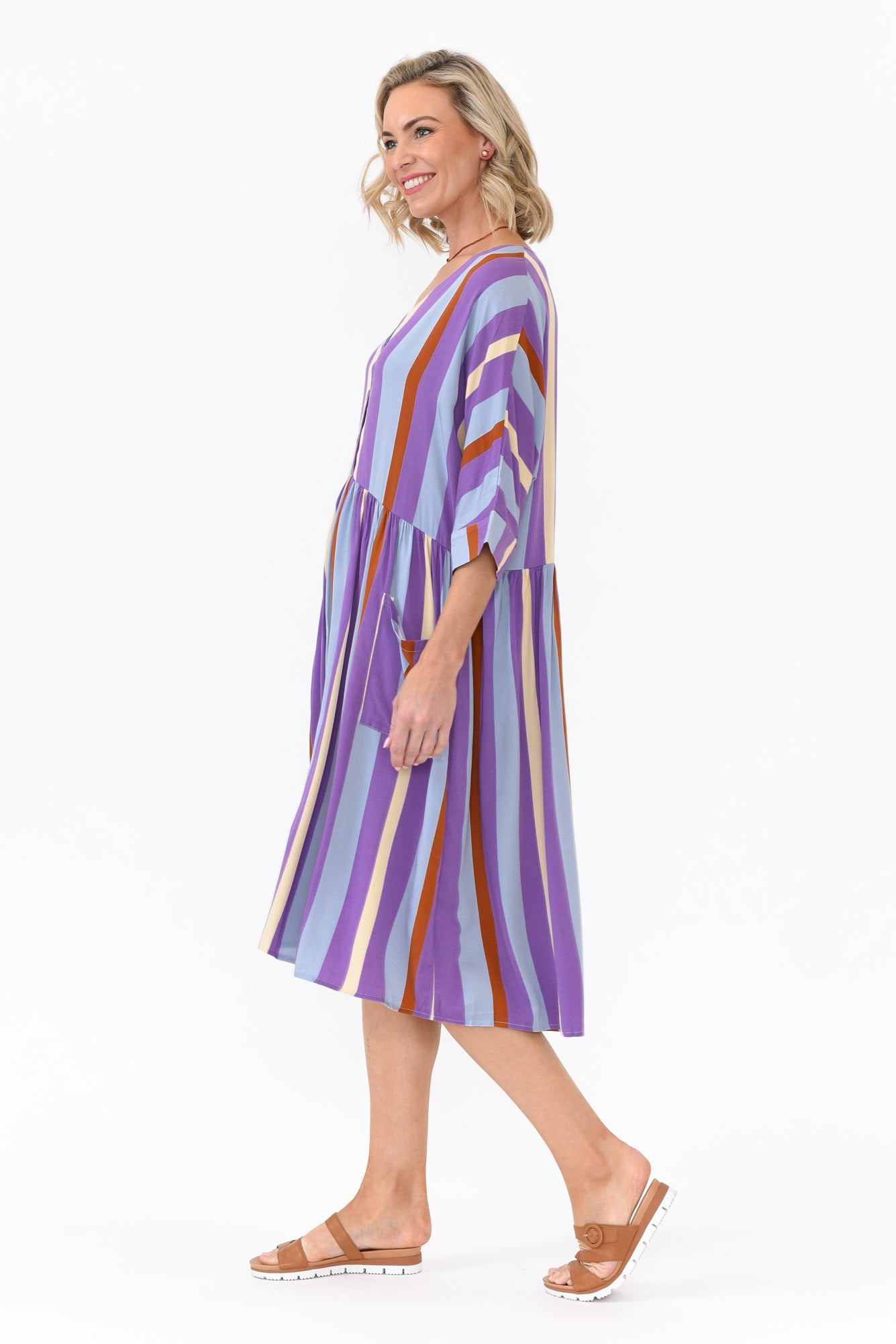 Electra Purple Stripe Pocket Dress