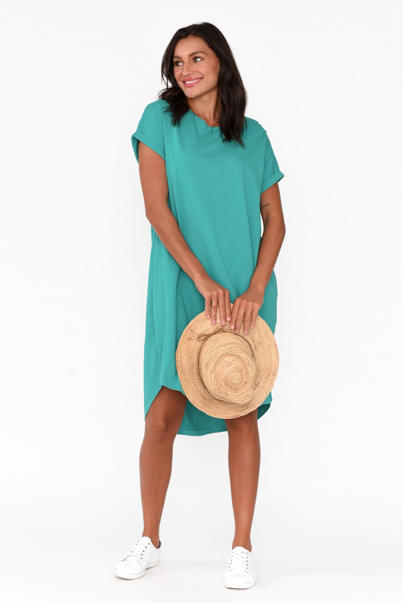Maxine Jade Green Cotton T-Shirt Dress