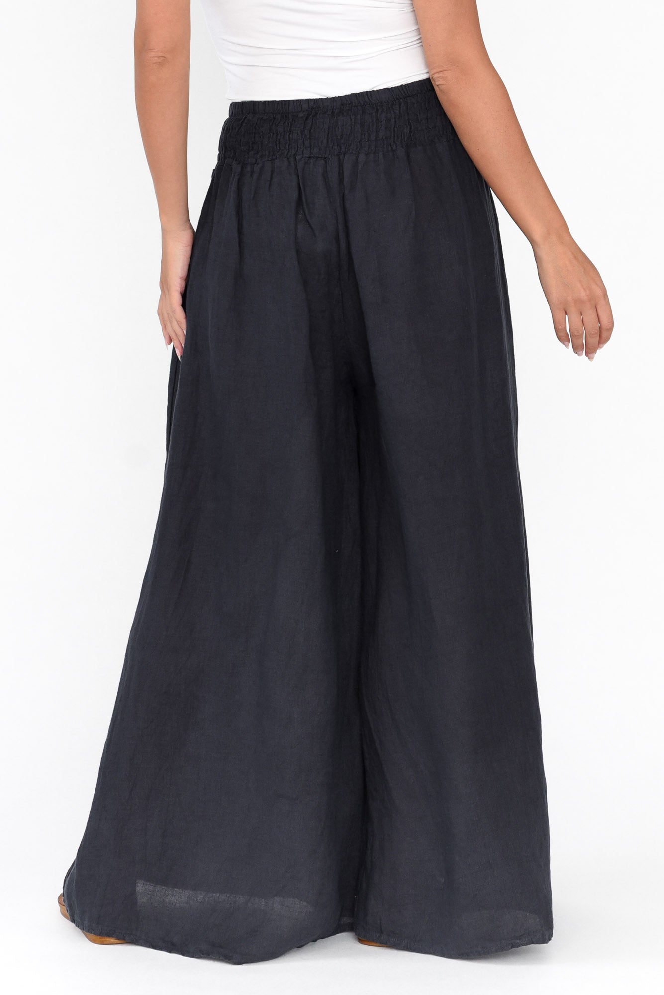 Rumi Navy Wide Leg Linen Pant