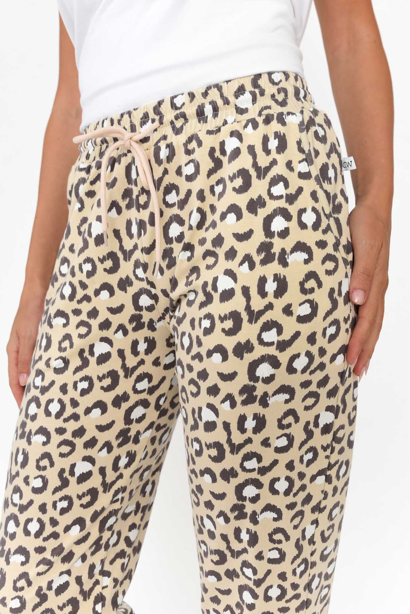 Brown Leopard Cotton Everyday Tie Pant