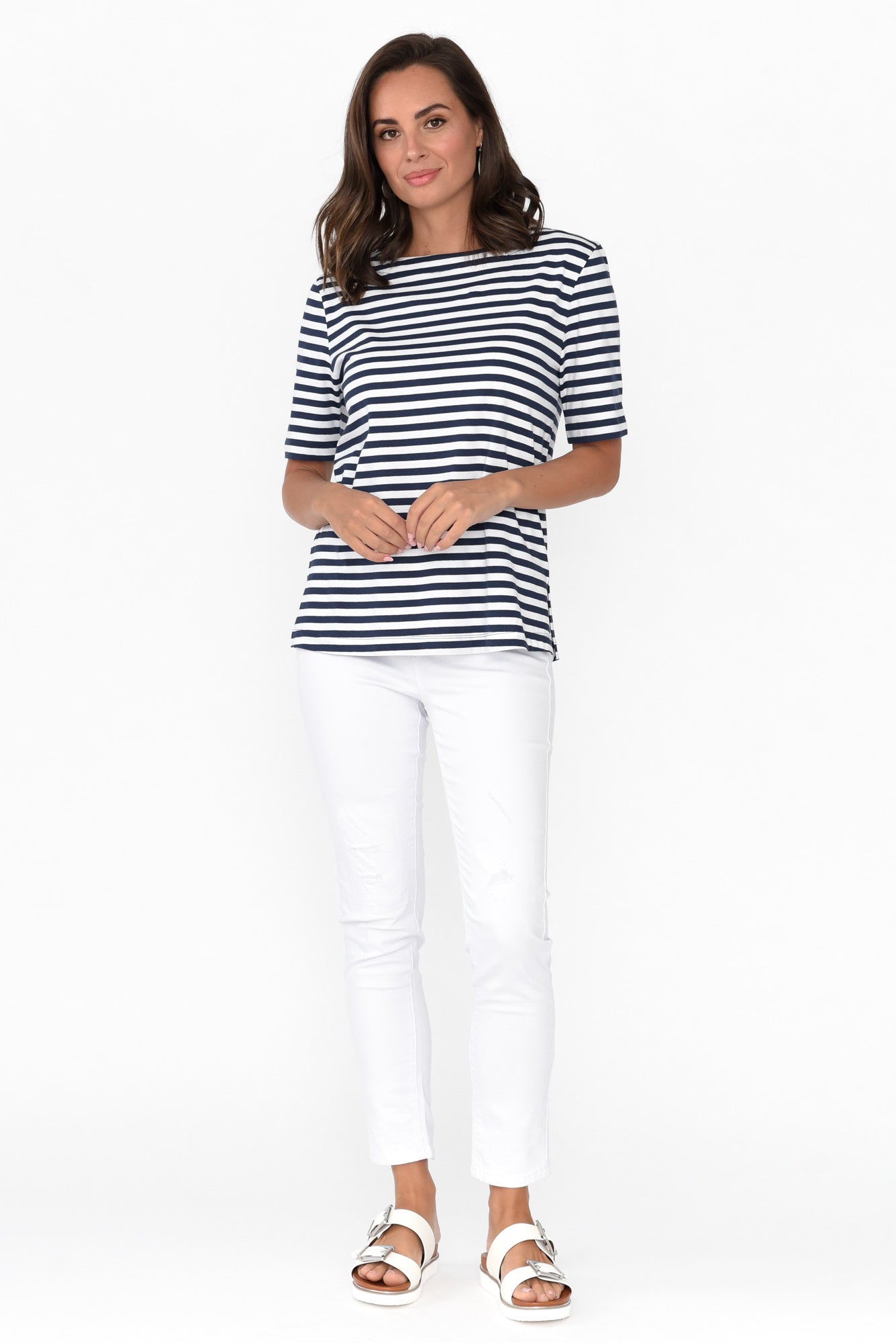 Rosalie Navy Stripe Cotton Tee
