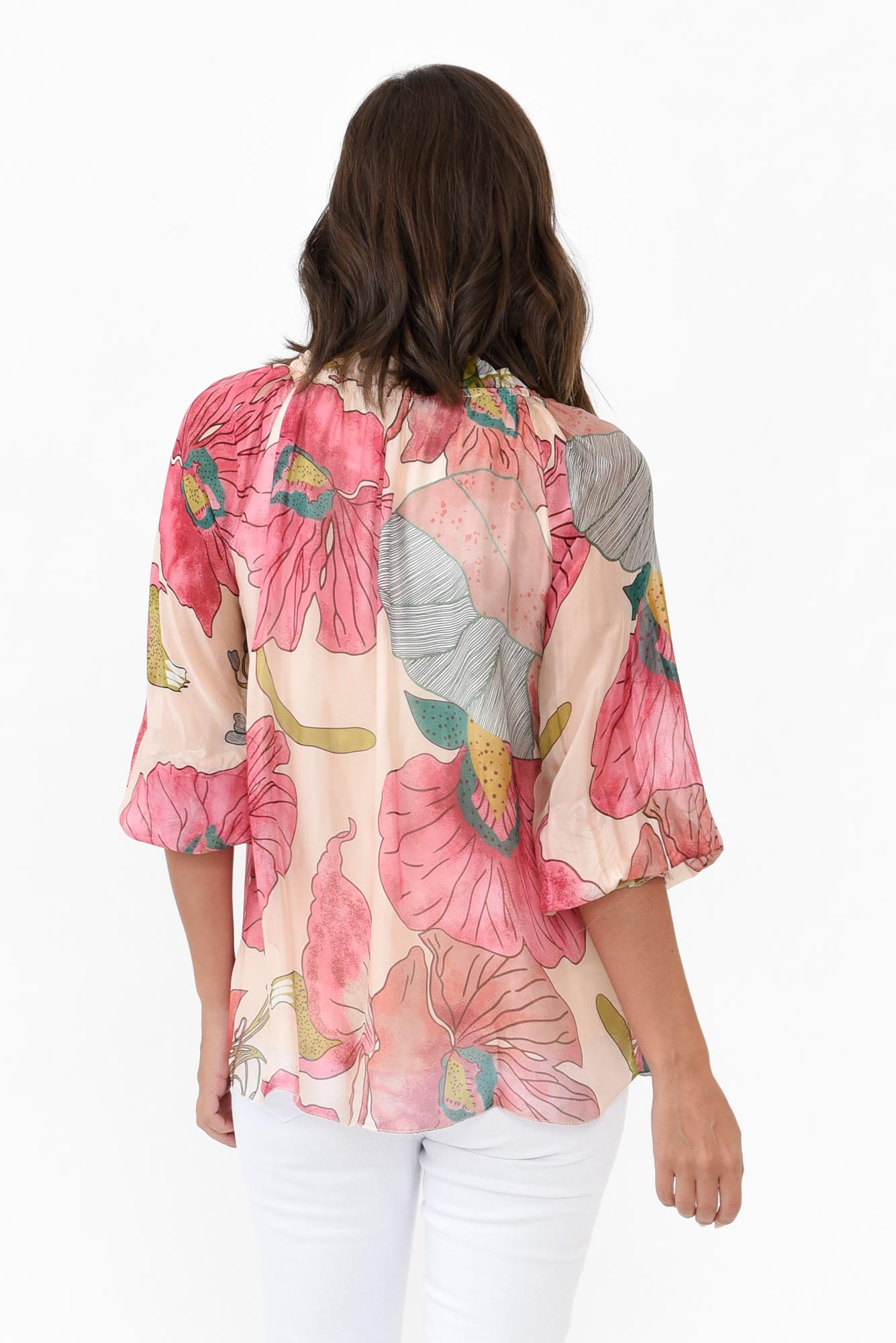 Eliska Pink Flower Silk Top
