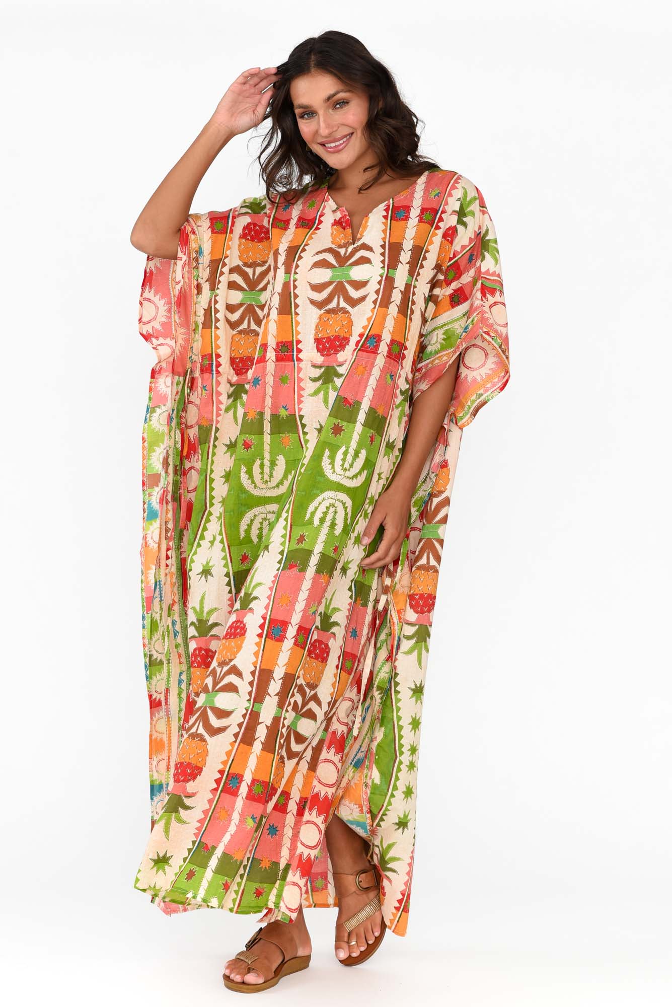 Chico Tropical Cotton Drawstring Kaftan