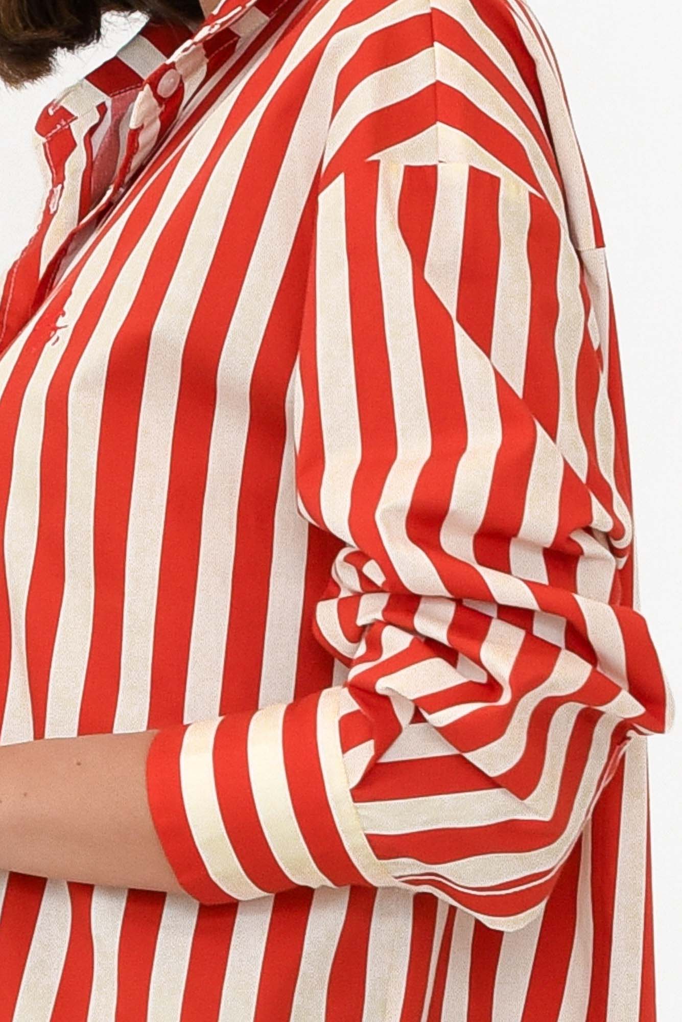 Presley Red Stripe Cotton Poplin Shirt