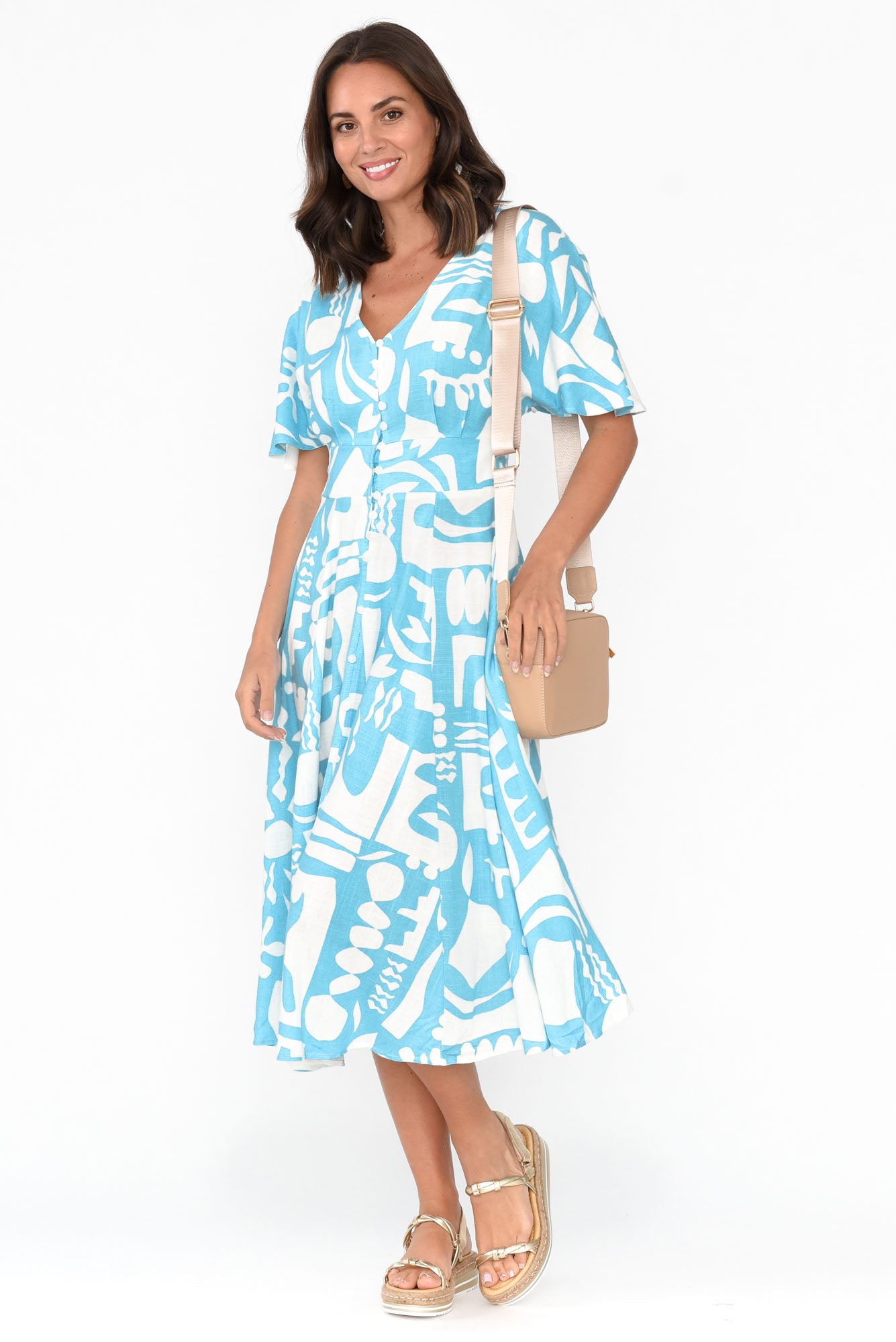 Joel Blue Abstract Button Dress