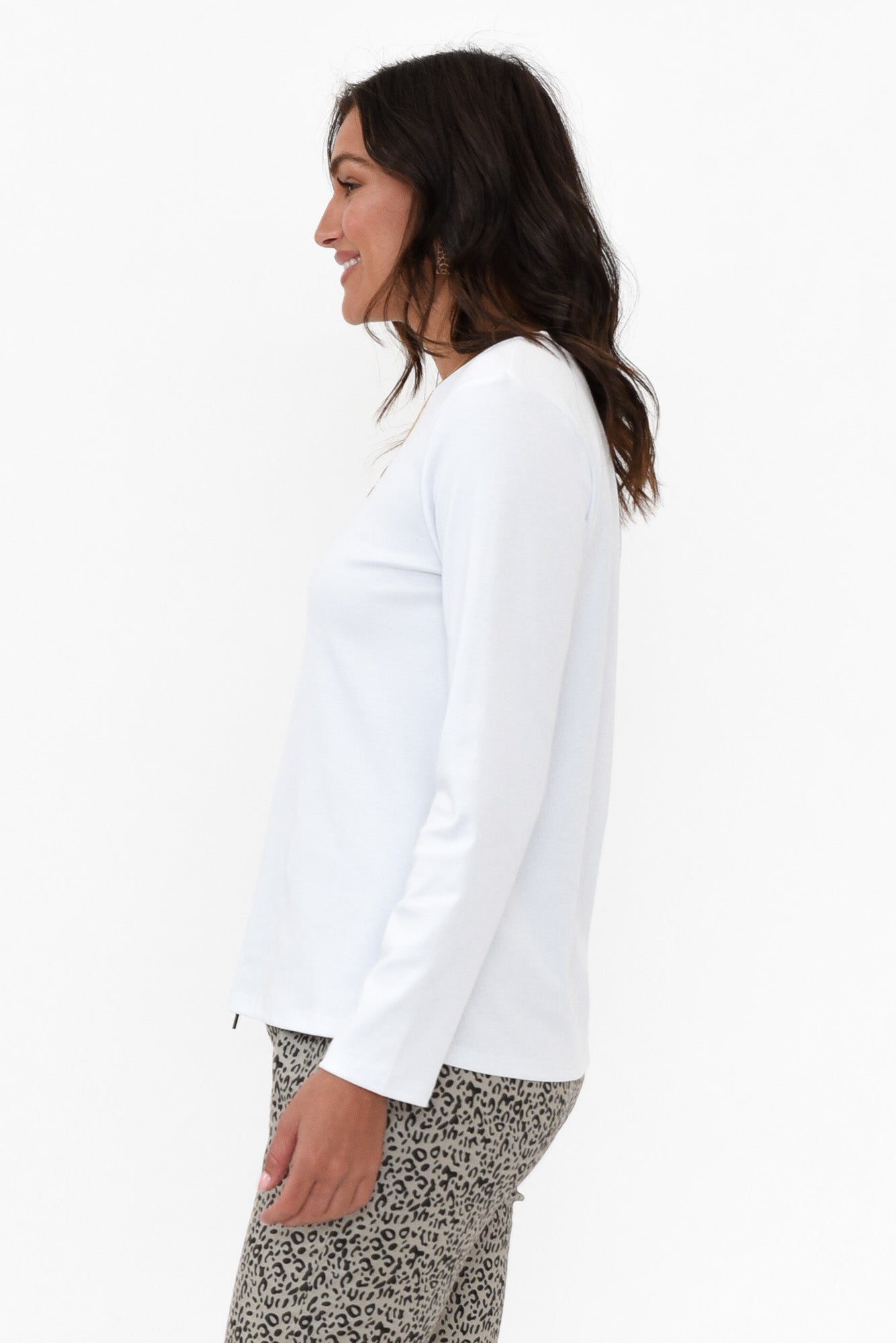 Porter White Cotton Long Sleeve Top