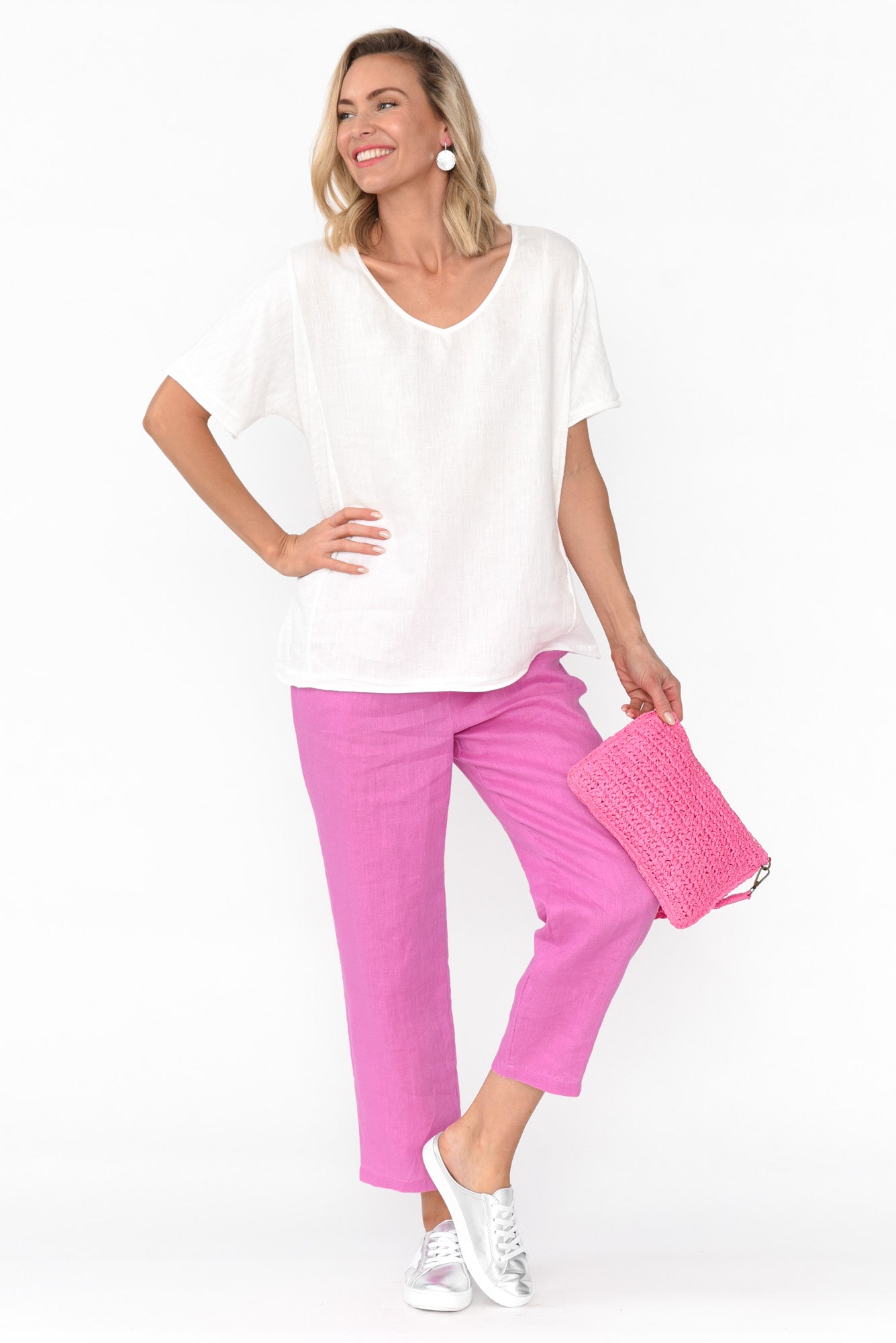 Ishana White Linen Cotton Top
