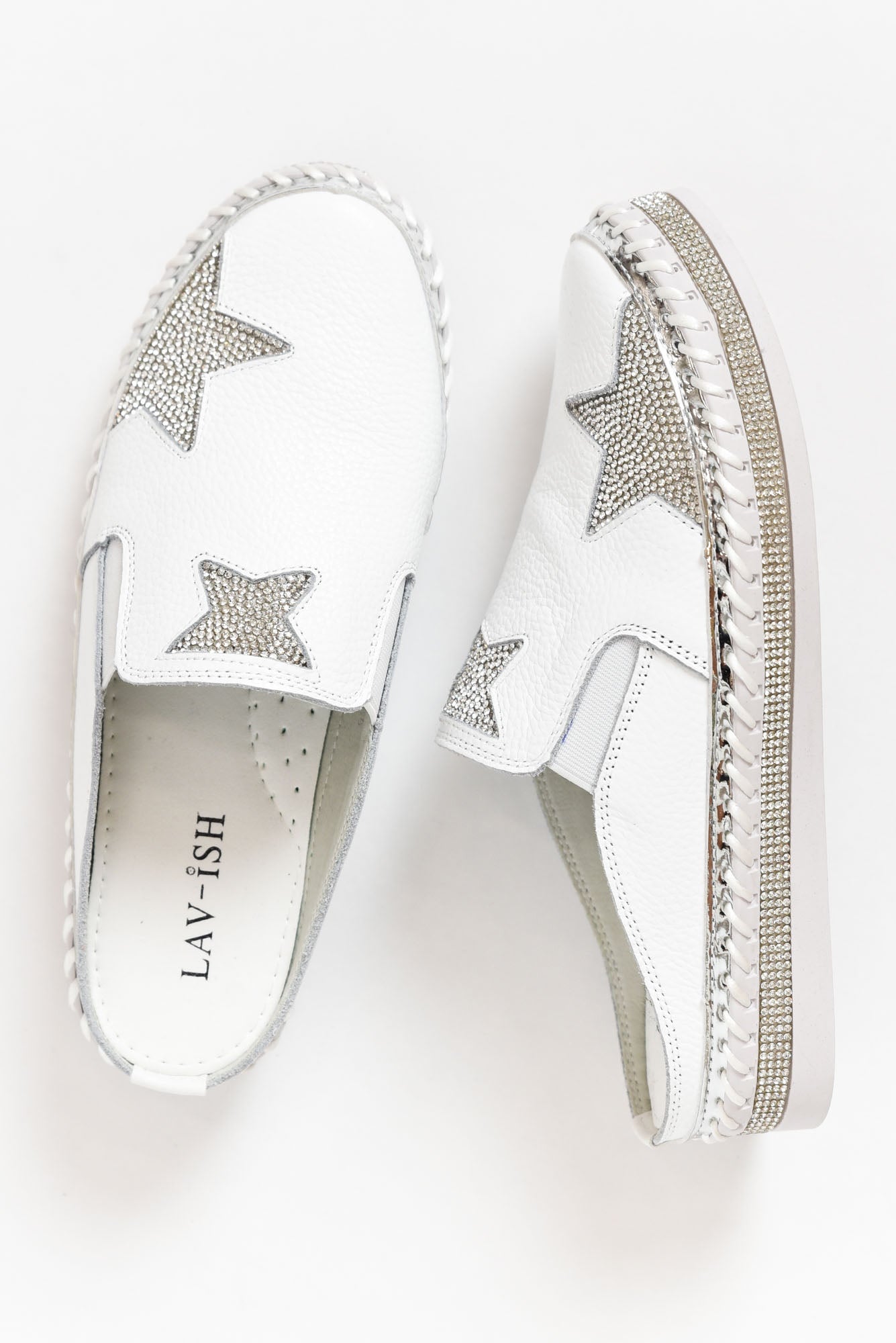 Brynn White Star Leather Mule