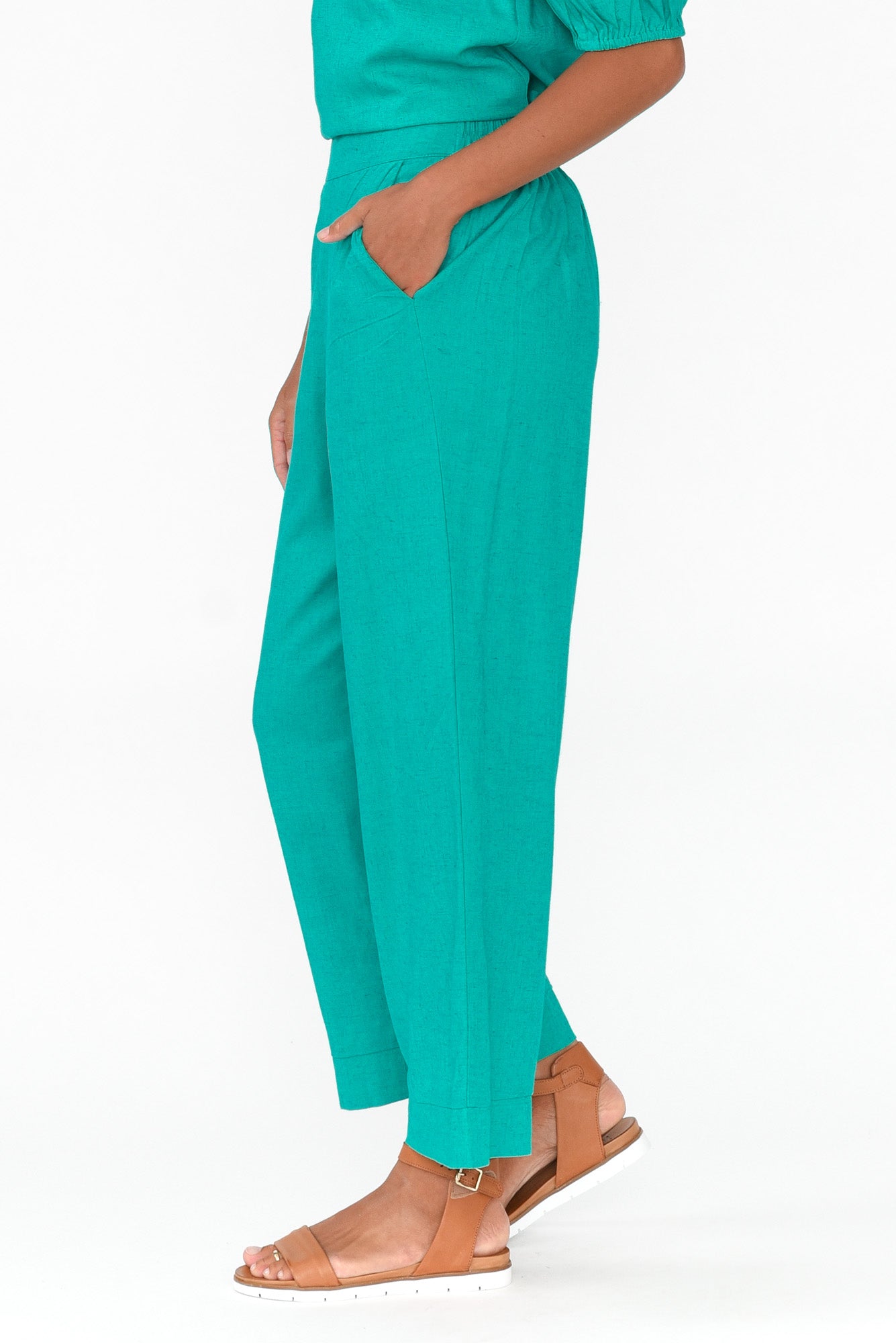 Parker Teal Linen Blend Pant