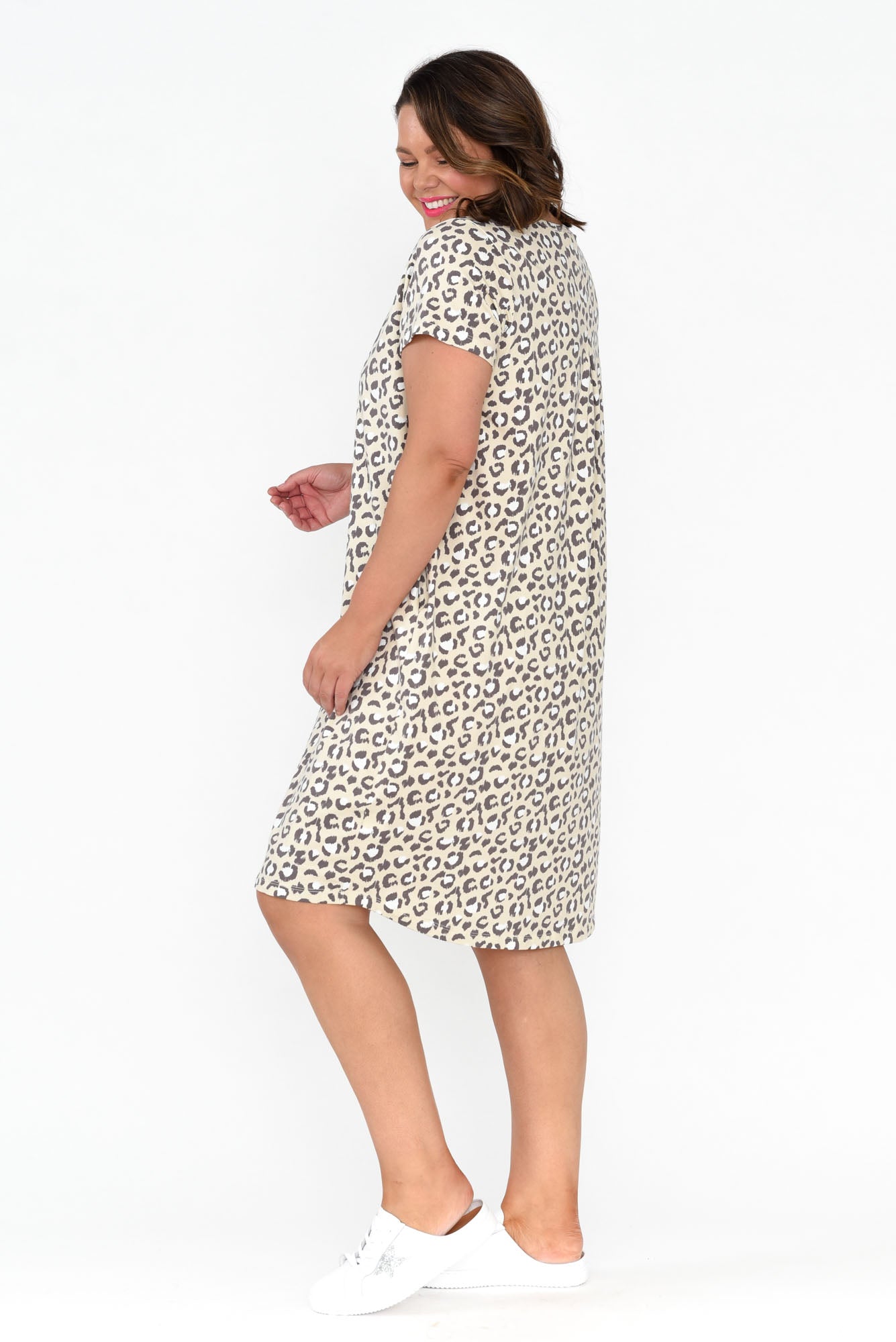 Mandy Brown Leopard Cotton Tee Dress