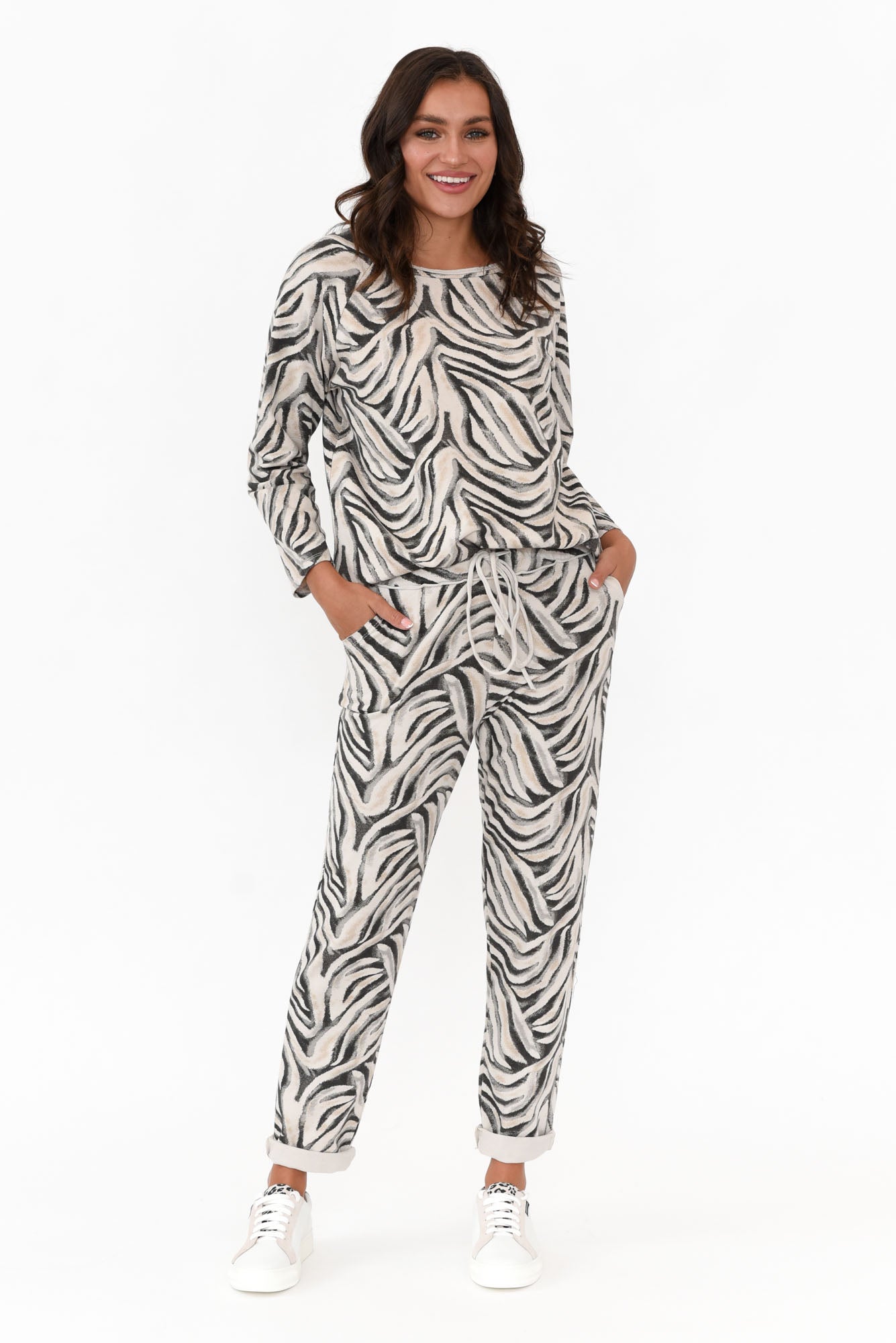 Brendan Black Zebra Cotton Stretch Top