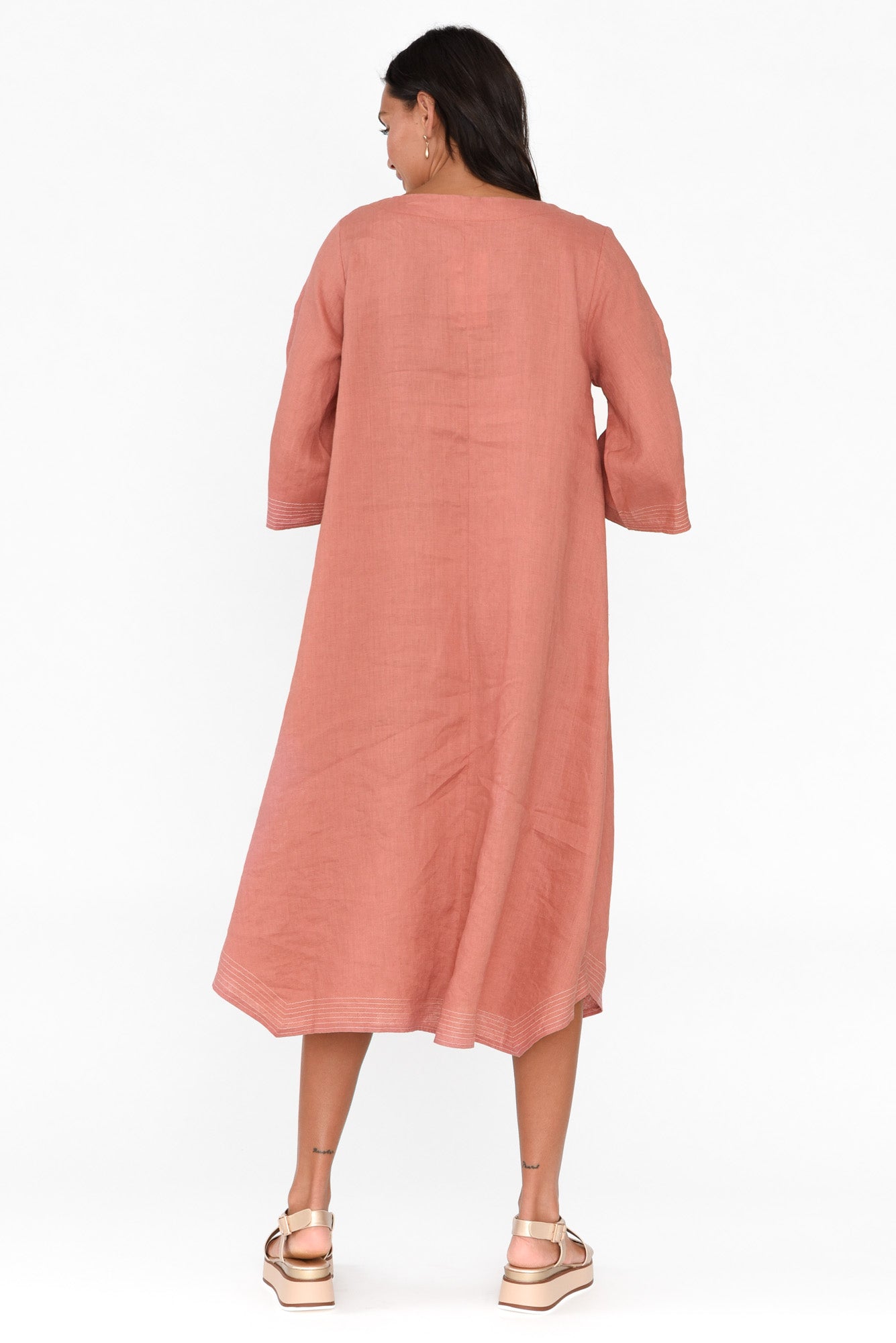 Lolita Rust Linen Pocket Dress