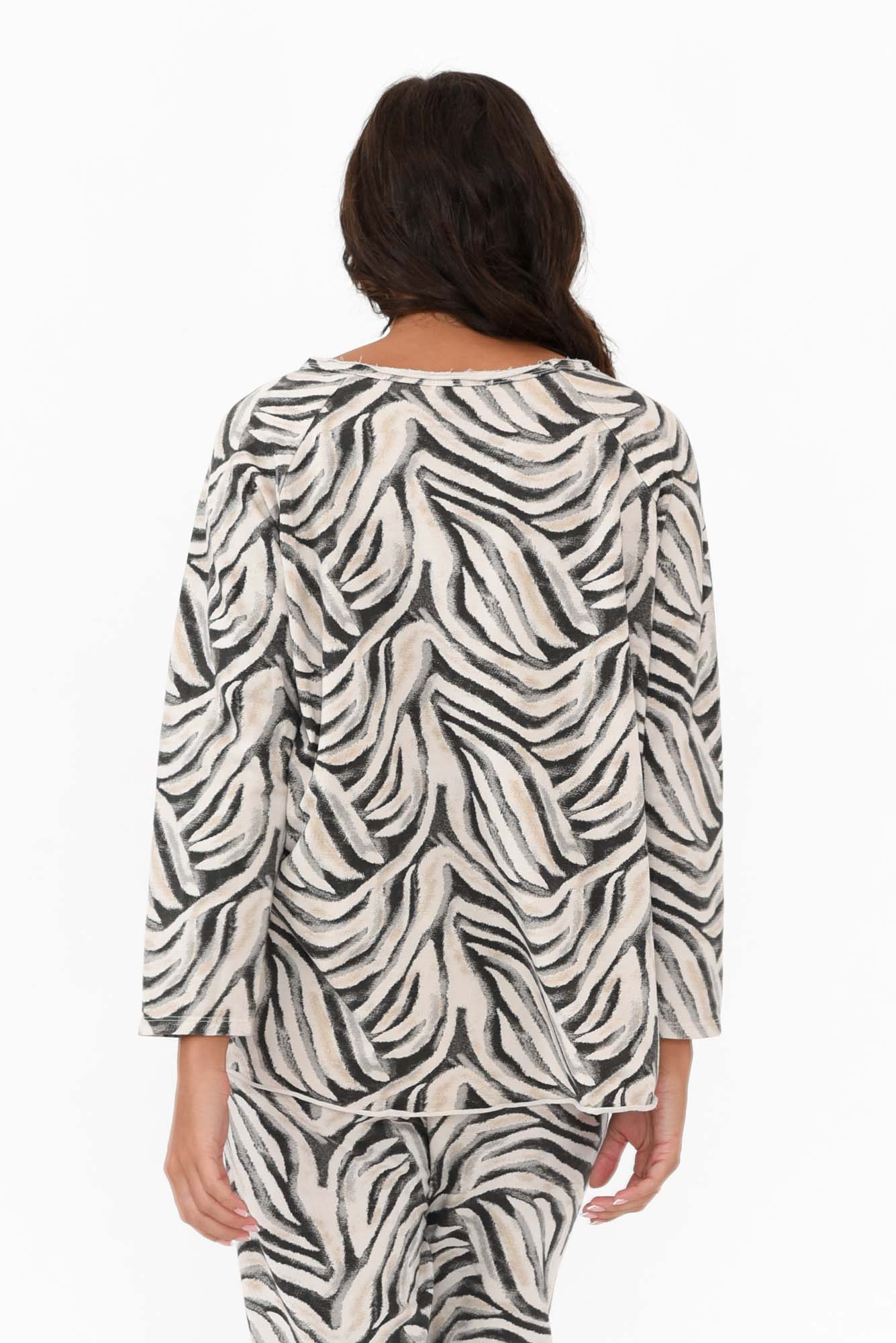 Brendan Black Zebra Cotton Stretch Top