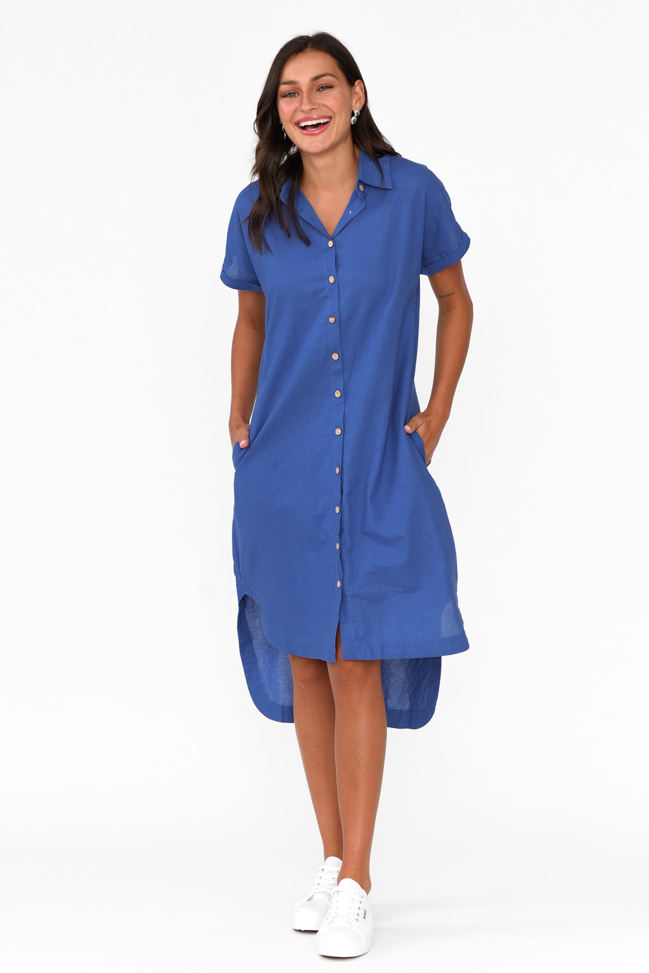 Mareli Cobalt Linen Blend Dress