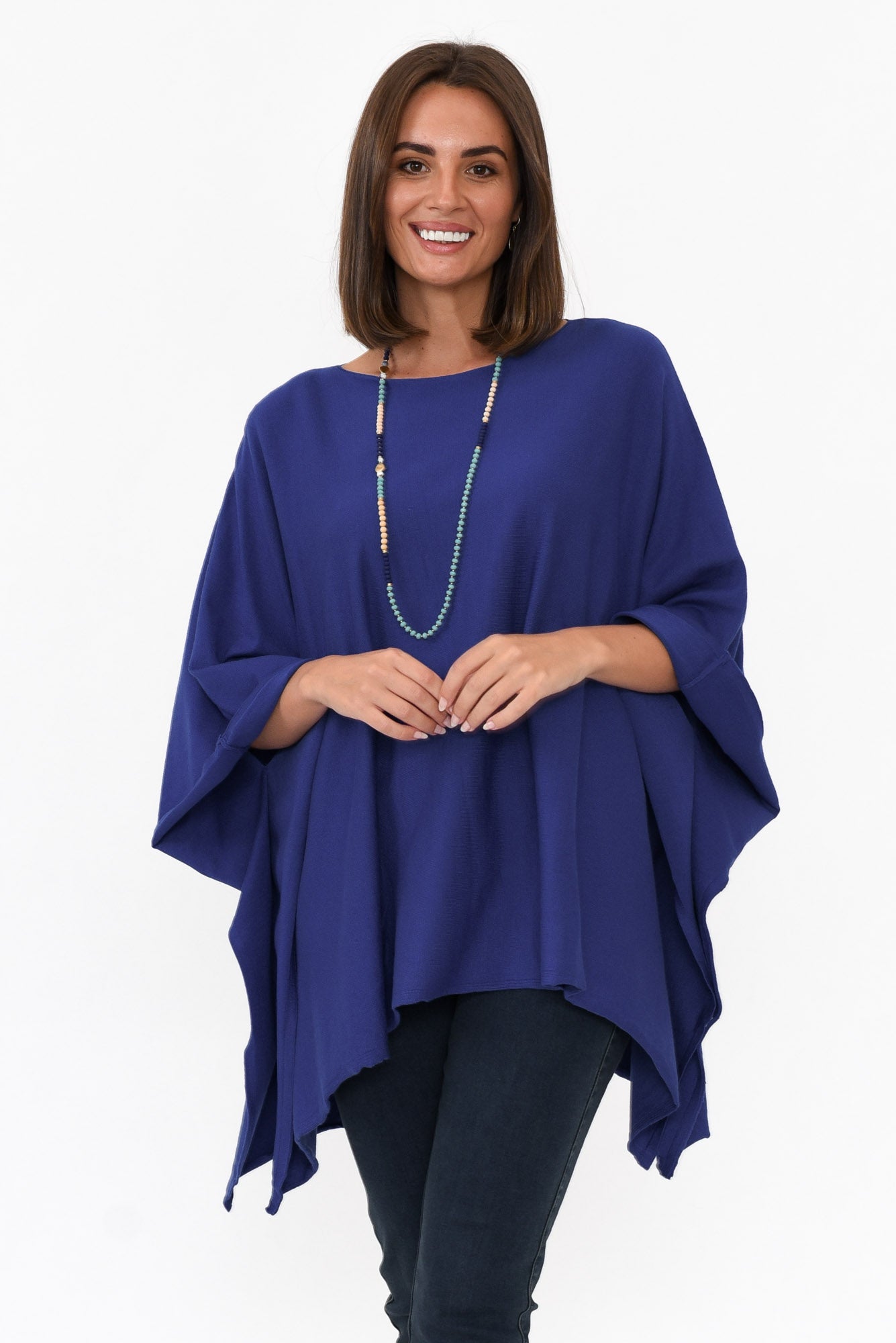 Timothy Cobalt Cotton Stretch Poncho