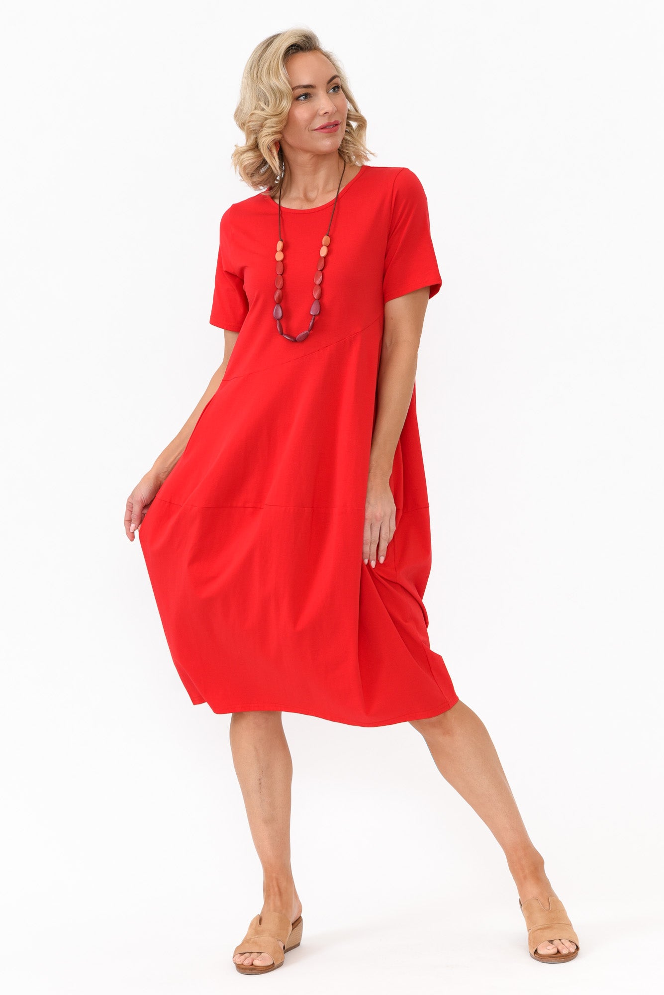 Morgan Red Diagonal Seam Dress