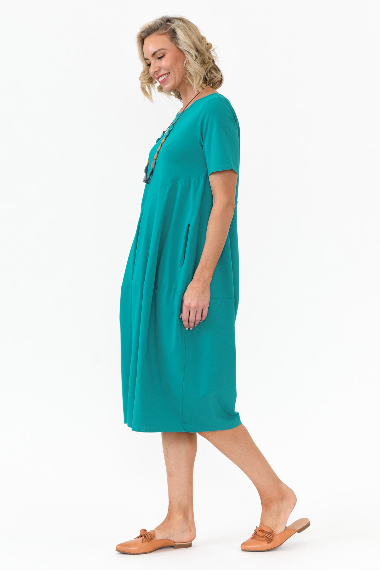 Morgan Aqua Diagonal Seam Dress