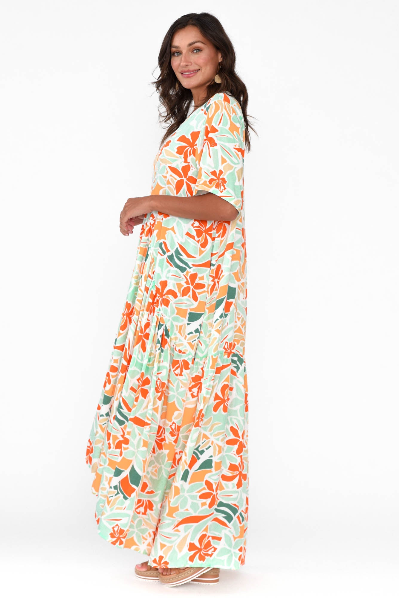 Orange Garden Peak Maxi Dress